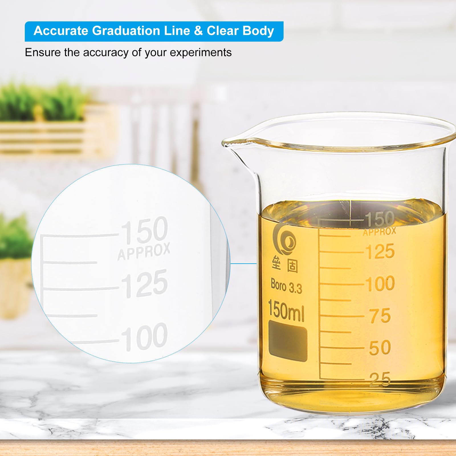 PATIKIL 150ml Bicchiere Dosatore Basso, 16 Pezzi 3.3 Bicchieri Di Vetro Borosilicato Graduati Con Beccuccio Per Esperimenti Di Laboratorio, Cucina E Cottura, Trasparente
