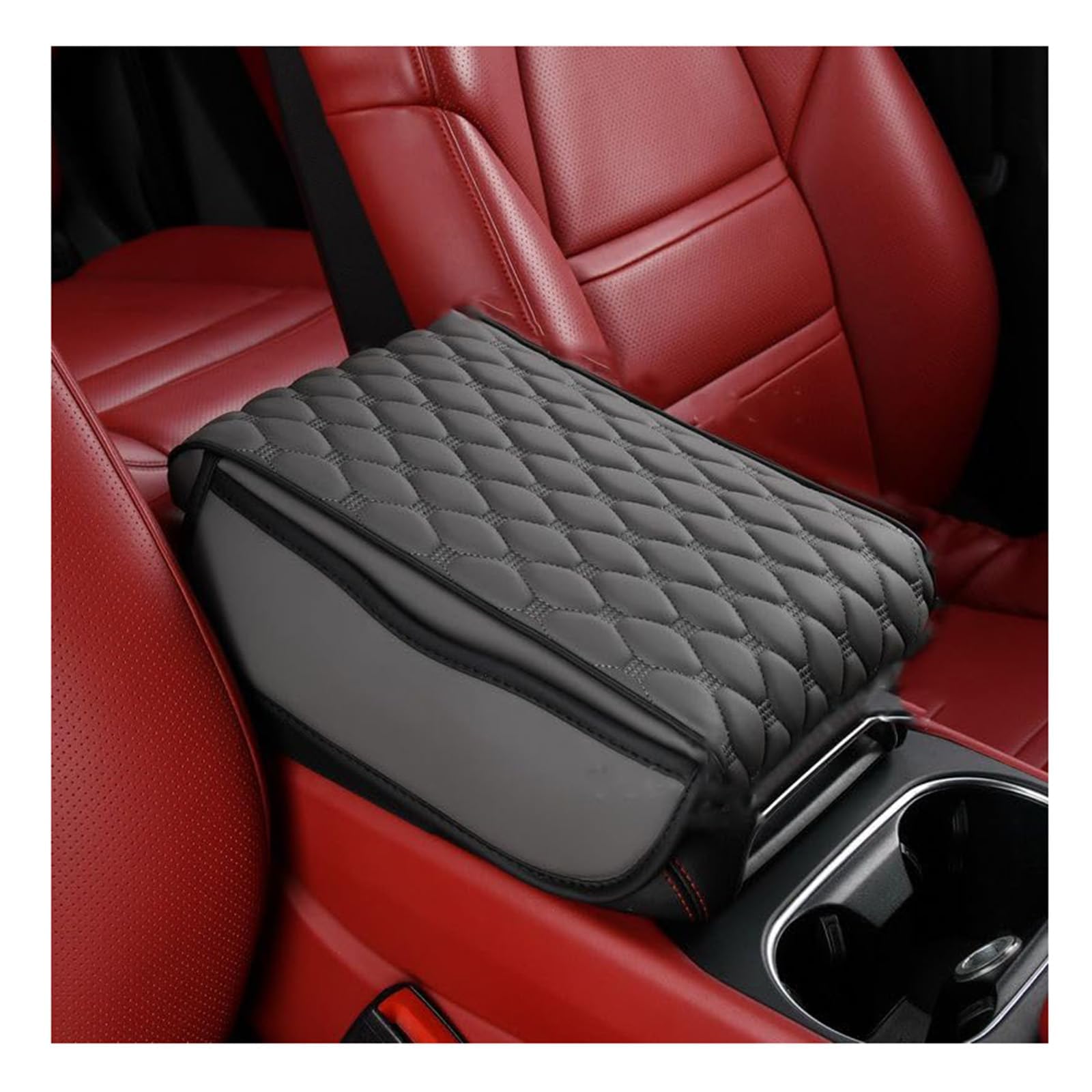 QYETRGF Car Armrest Cushion, for Ford Kuga (CX482) Titanium/X/St Line 2019-2026 Center Console Pad Leather Armrest Cover Protector Memory Foam Elbow Support Mat,B