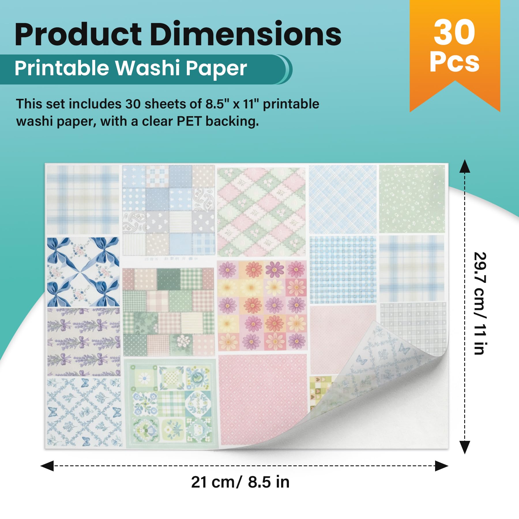 Philbinden Bedruckbarer Washi-Papier-Aufkleber, 21,6 x 28,9 cm, Weiß, Mehrzweck-Kopierpapier