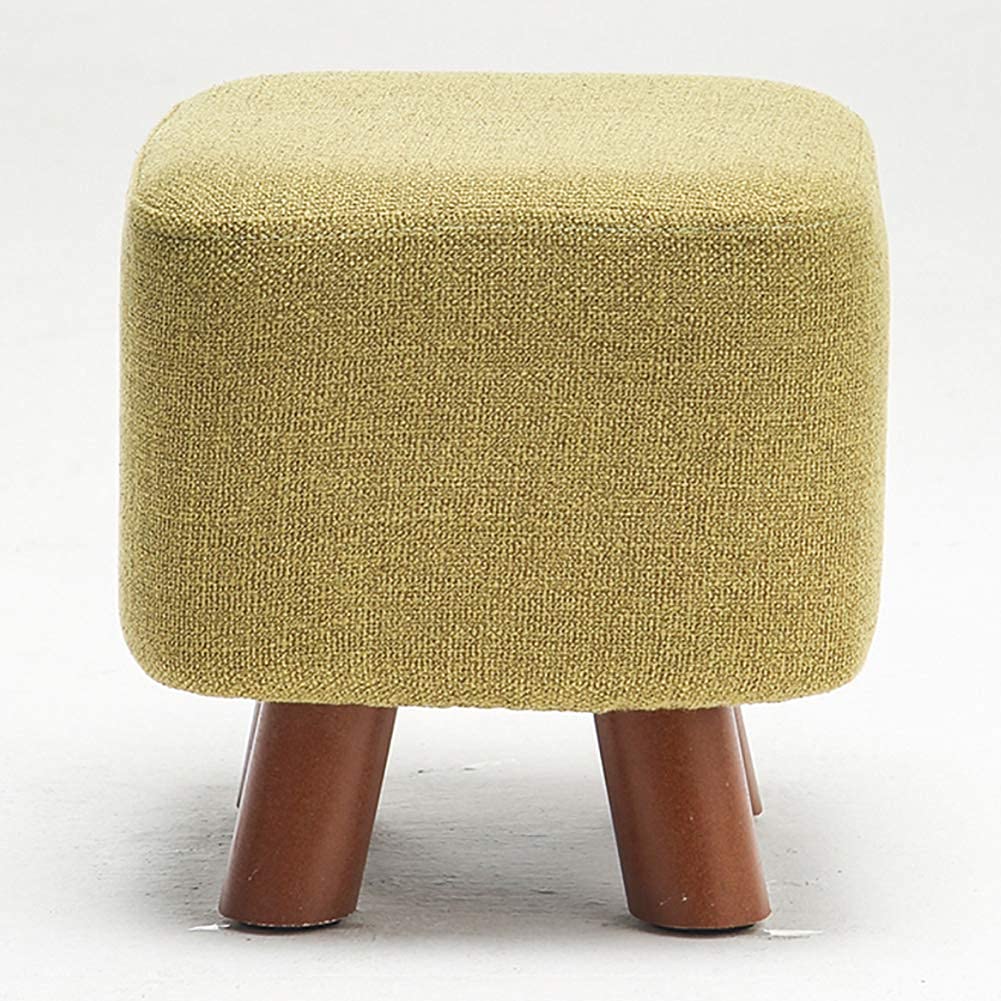 Repose-pieds en lin vert 28cm avec structure en bois massif