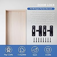 Vista 9 de Cerradura de puerta abatible de granero, color negro, resistente 90/180, pestillo de puerta abatible para puerta izquierda y derecha, para armarios