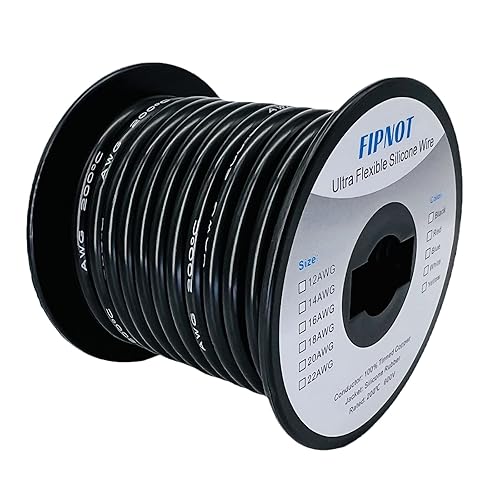 Vista 84 de Alambre de silicona de calibre 14 – Bobina negra de 100 pies, alambre de cobre estañado trenzado de 14 AWG, 392.0 °F 600 V – Automotriz, batería