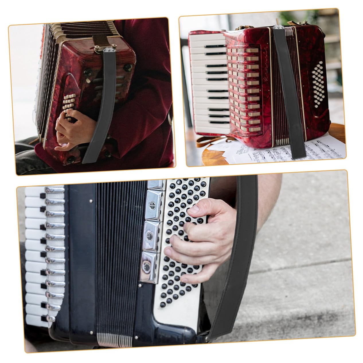 Sangle d'accordéon basse gauche en cuir résistant pour accordéons de basse Accessoire de rechange confortable et durable pour musiciens débutants et professionnels
