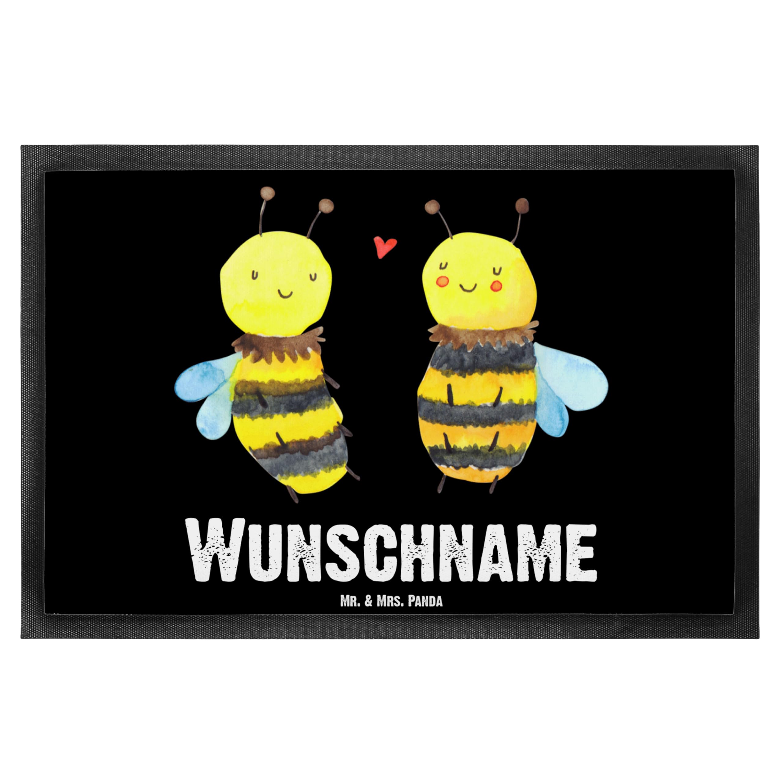 Mr. & Mrs. Panda Personalisierte Fußmatte Biene Verliebt 40 x 60 cm - Geschenke, Türmatte, Fußabtreter personalisiert, personalisierbar, Fussmatte