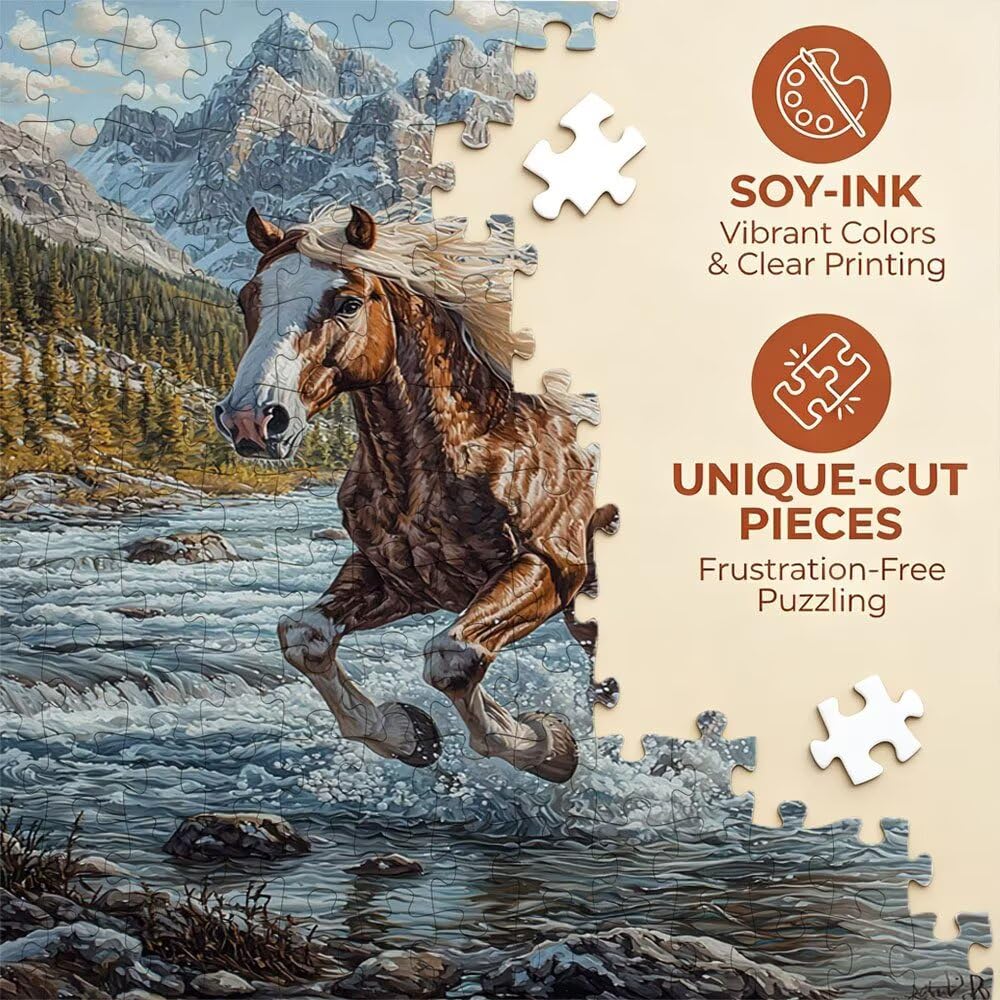 Puzzle 3000 Pezzi, Fiume Cavallo 3D Puzzle per Adulti Impegnativo, Educa Puzzles Artistico, Divertente E Stimolante Puzzles Decorativo per La Famiglia, Regalo e Decorazione Pareti DX0YL6-614