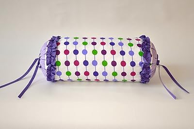 Bacati - Botanical Sanctuary Multicolor Purple Pearl String Neck Roll Pillow