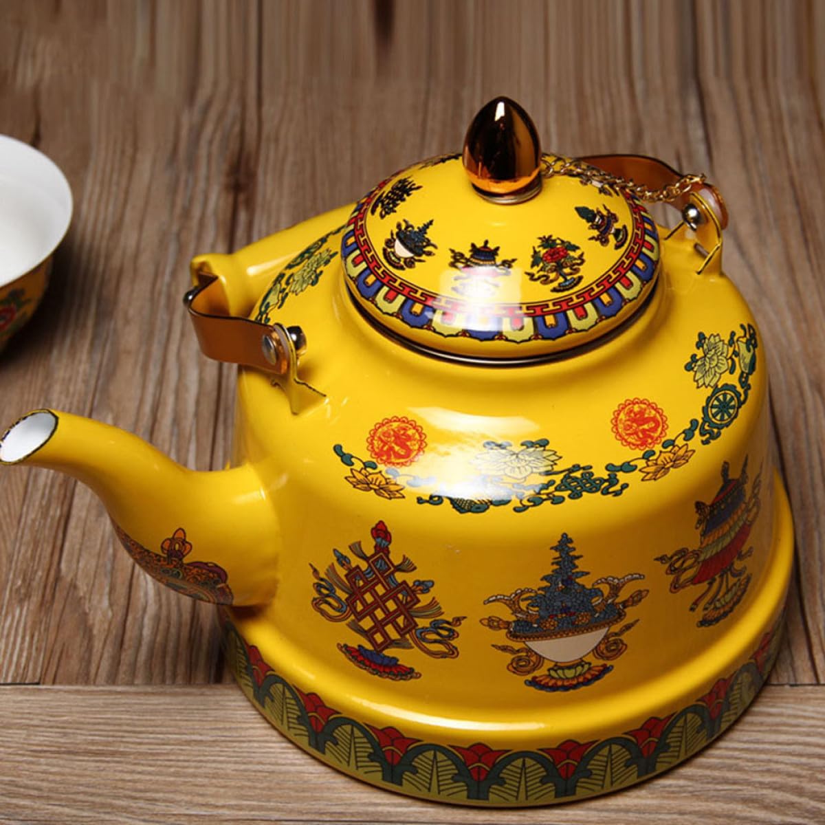 Tetera de Esmalte Filtro para Infusión de Té, Segura y Ahorra, Material Cerámico Artística Adecuado Hogar y Oficina