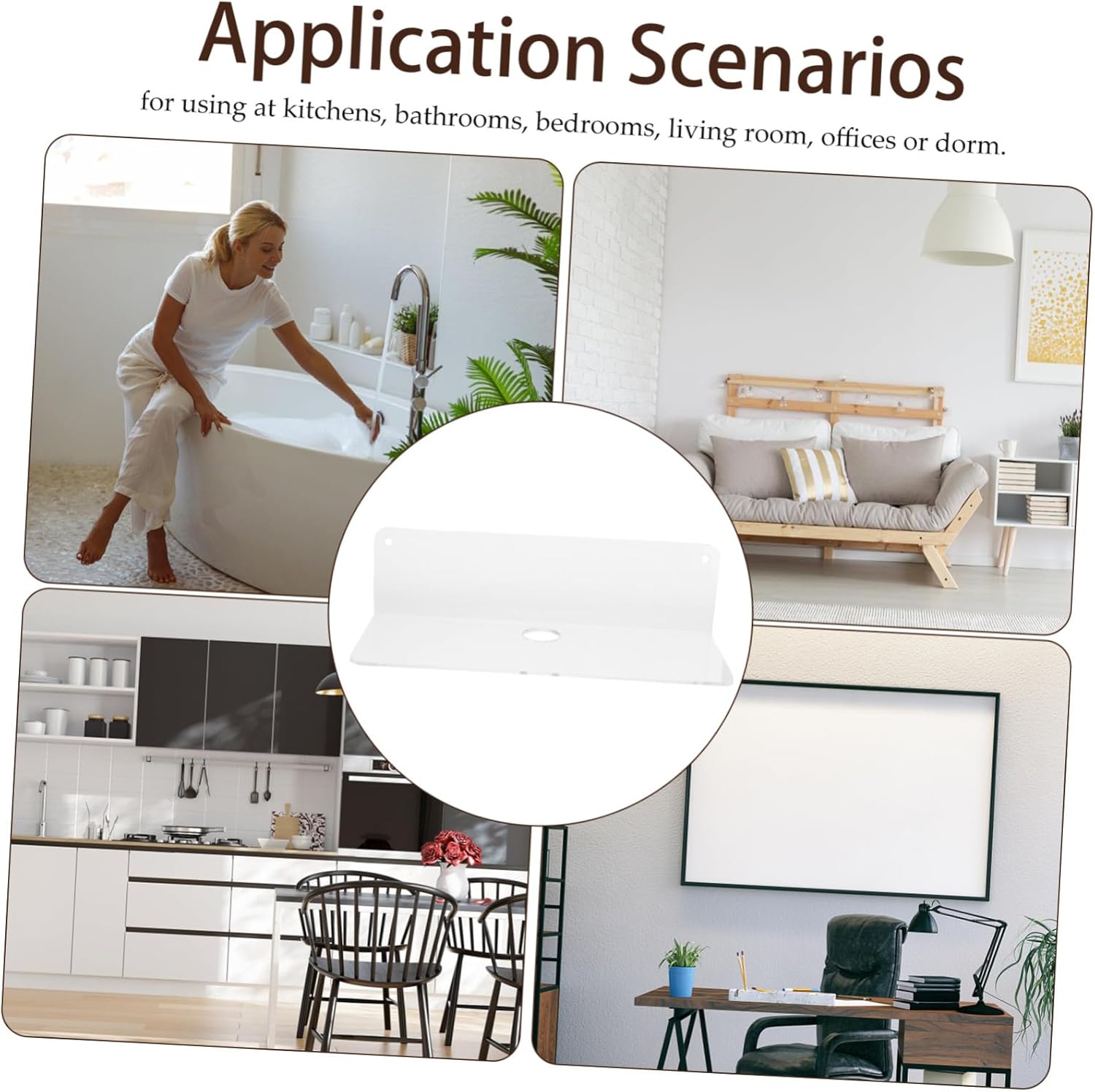 Ipetboom 5個アクリル製壁掛けフローティングシェルフ 耐荷重設計 透明ディスプレイ棚 化粧品収納 ベッドサイド キッチンバス