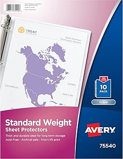 Avery Clear Standard Weight Sheet Protectors, Top Load, 10 Document Protectors (75540)
