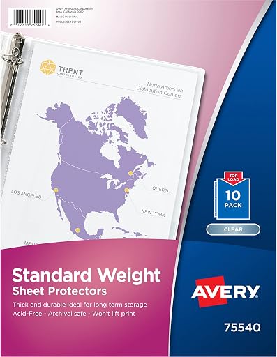 Avery Clear Standard Weight Sheet Protectors, Top Load, 10 Document Protectors (75540)
