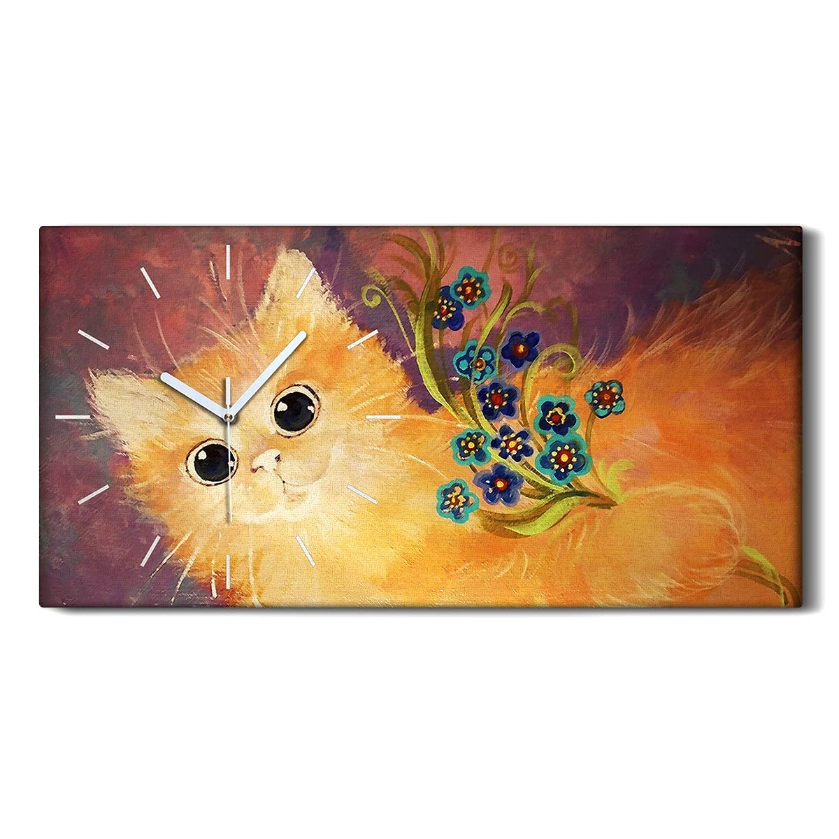 Horloge sur Toile sans Tic-Tac Mains Blanches Décoration Art Moderne Chats 60x30