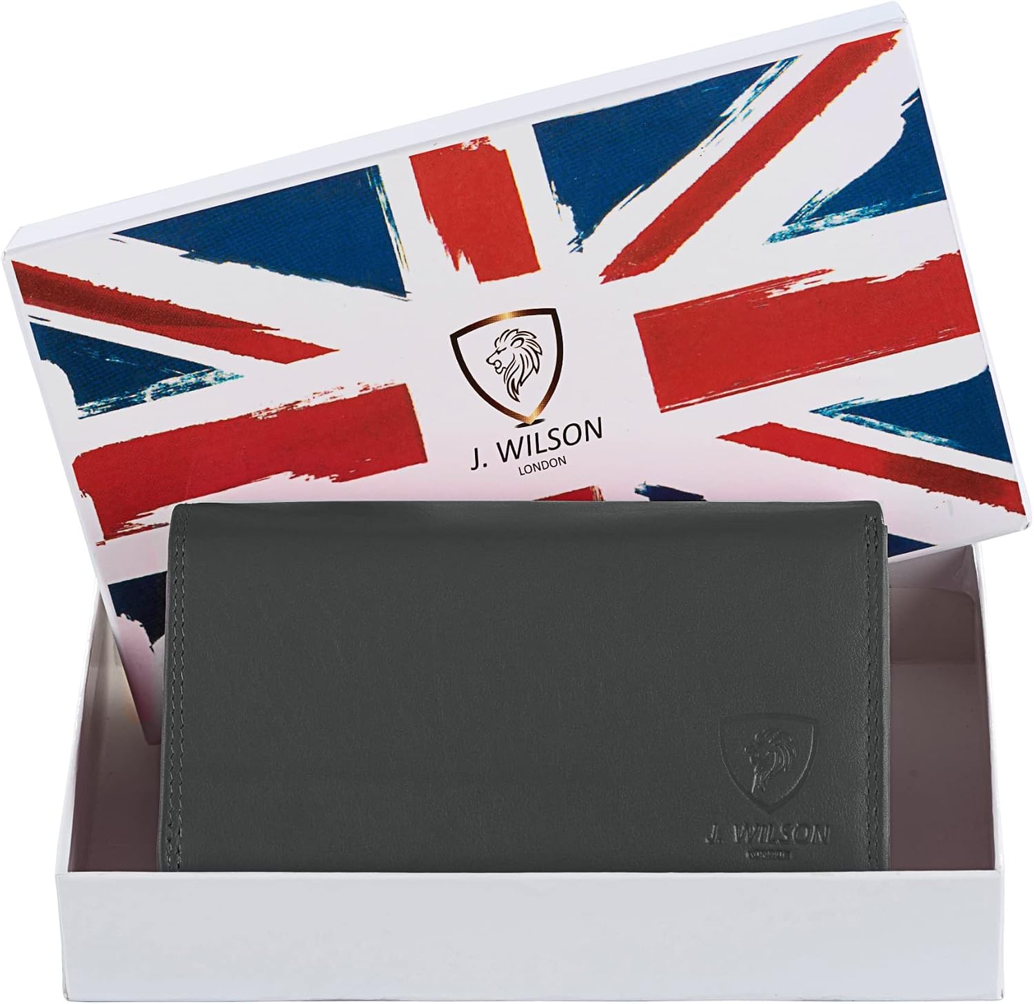 Ladies Designer RFID Safe Protection Luxury Quality Soft Nappa Leather Purse Multi Credit Card Women Clutch Wallet with Zip Pocket (Grey) - Image 3