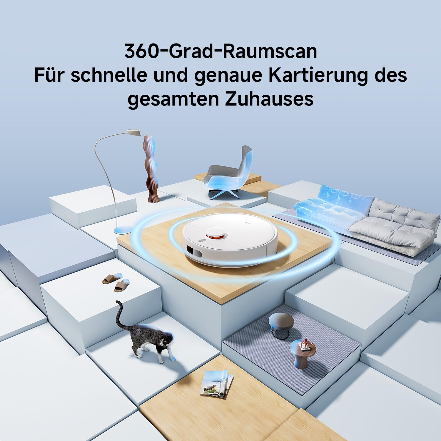 XIAOMI Robot Vacuum S40C, 2-in-1 Staubsauger und Wischer, 5000 Pa Saugleistung, smarte LDS-Navigation, automatische Aufladung, funktioniert auf Teppichen mit kurzem Flor und harten Böden