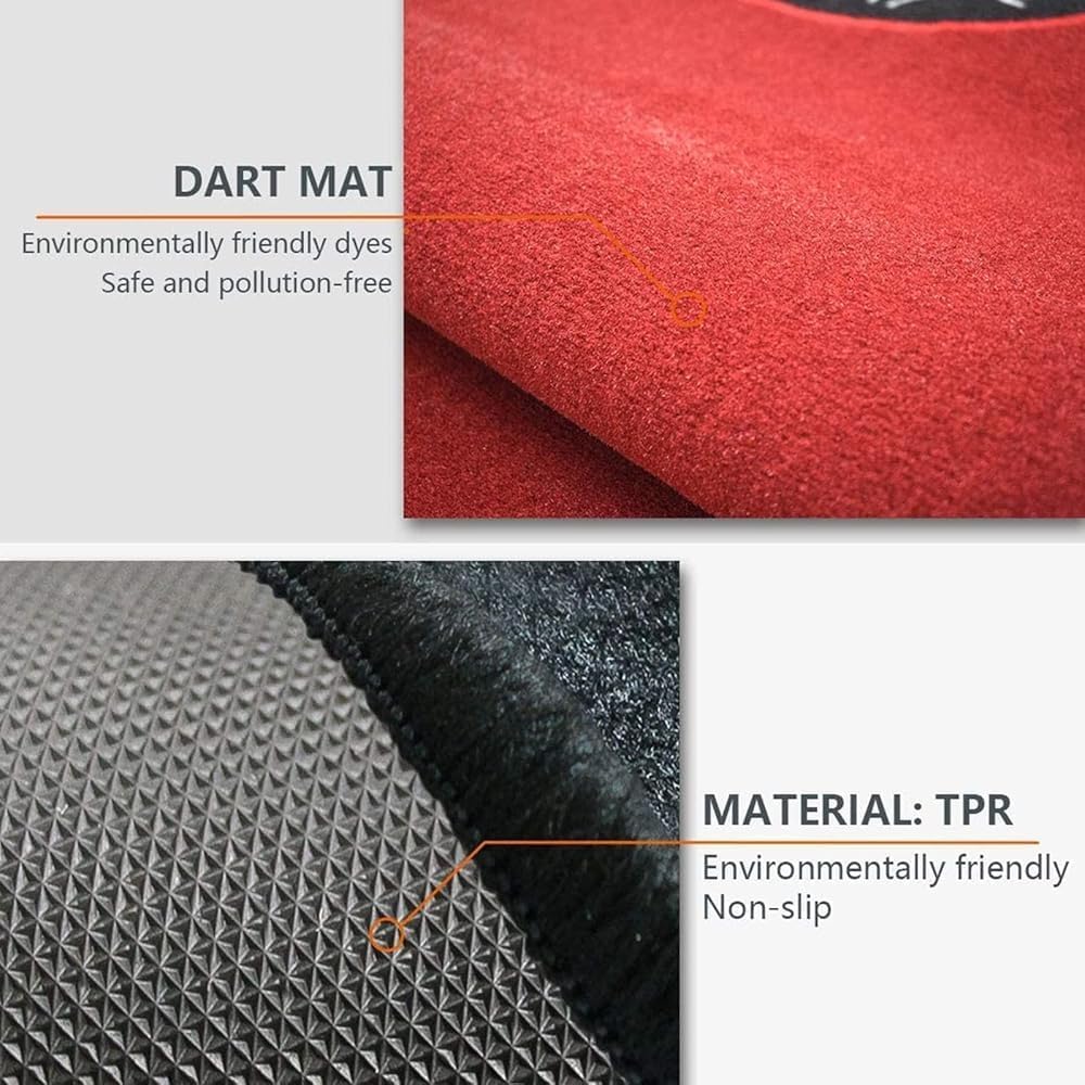 Professional Rubber Dart Board Mat – Non-Slip, Soundproof Floor Protector with Throwing Lines for Dart Games(Color:Black)