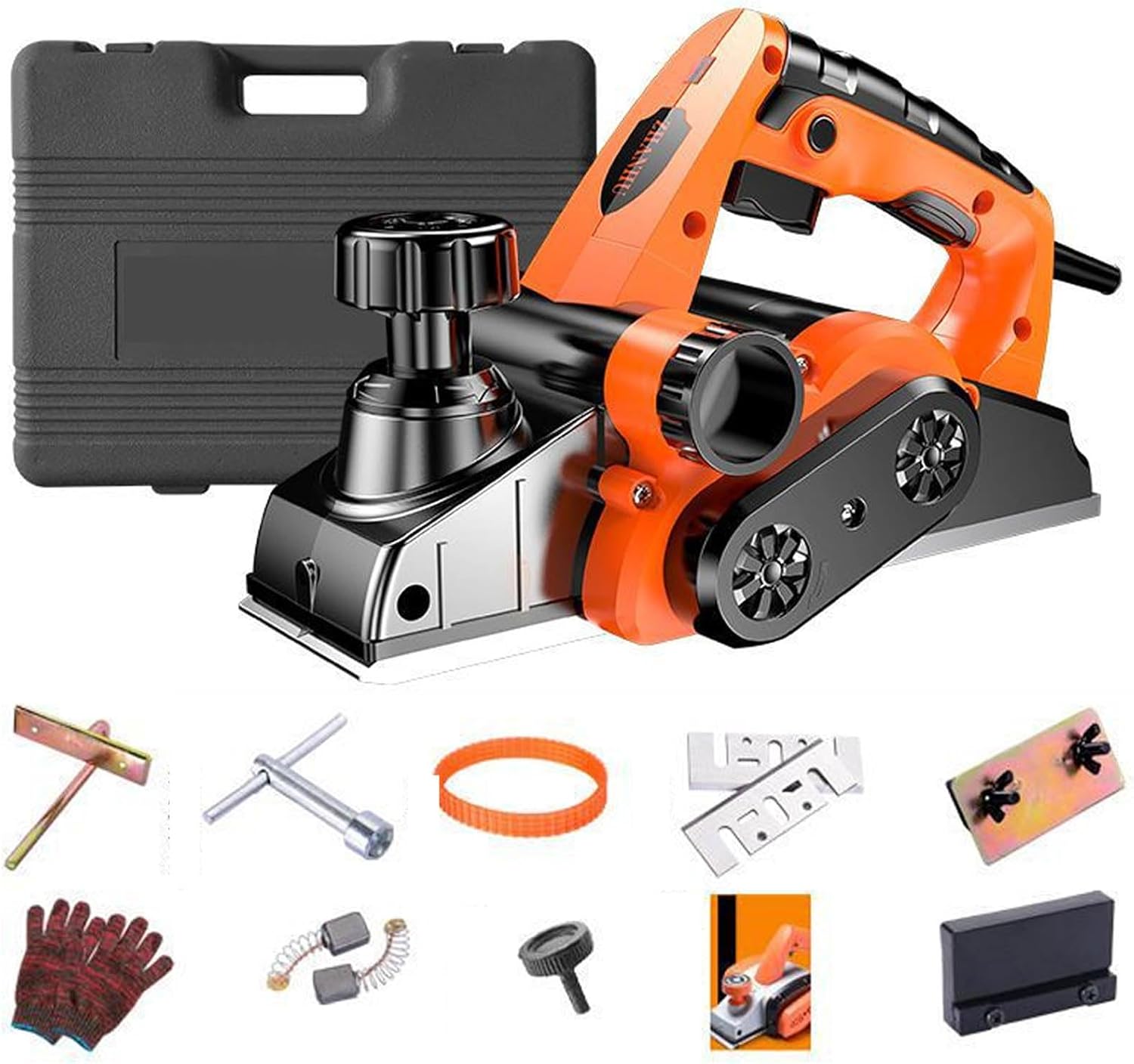 1800w Electric Hand Wood Planer w/Aluminum Body,Woodworking Planer w/Adjustable Cutting Depth,2 Way Dust,for Planing Woodwork