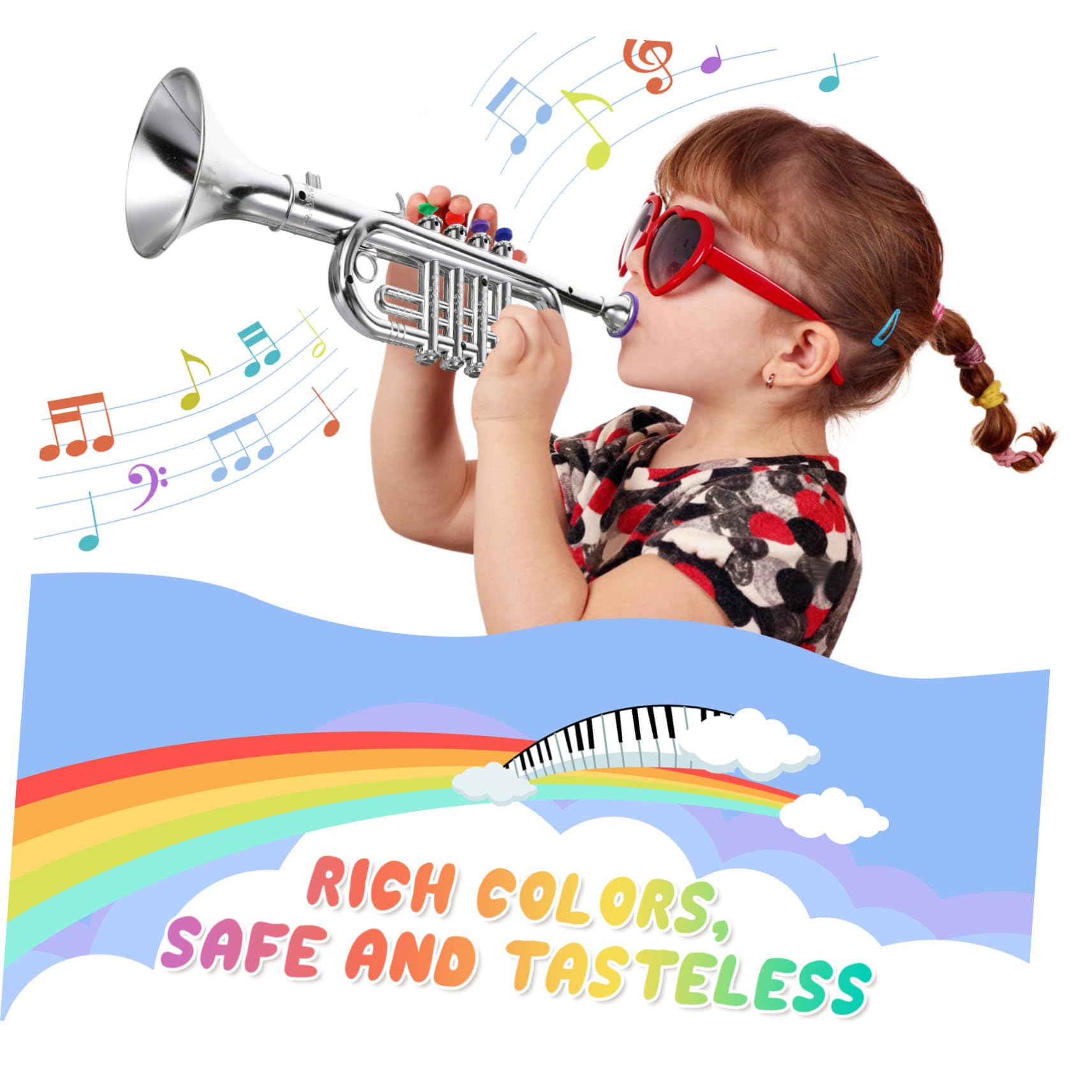 Tromba Cb998 Giocattolo Argento in Plastica per Bambini | Versione Base, Confezione Colorata, Strumento Simulato Educativo per Gioco e Feste
