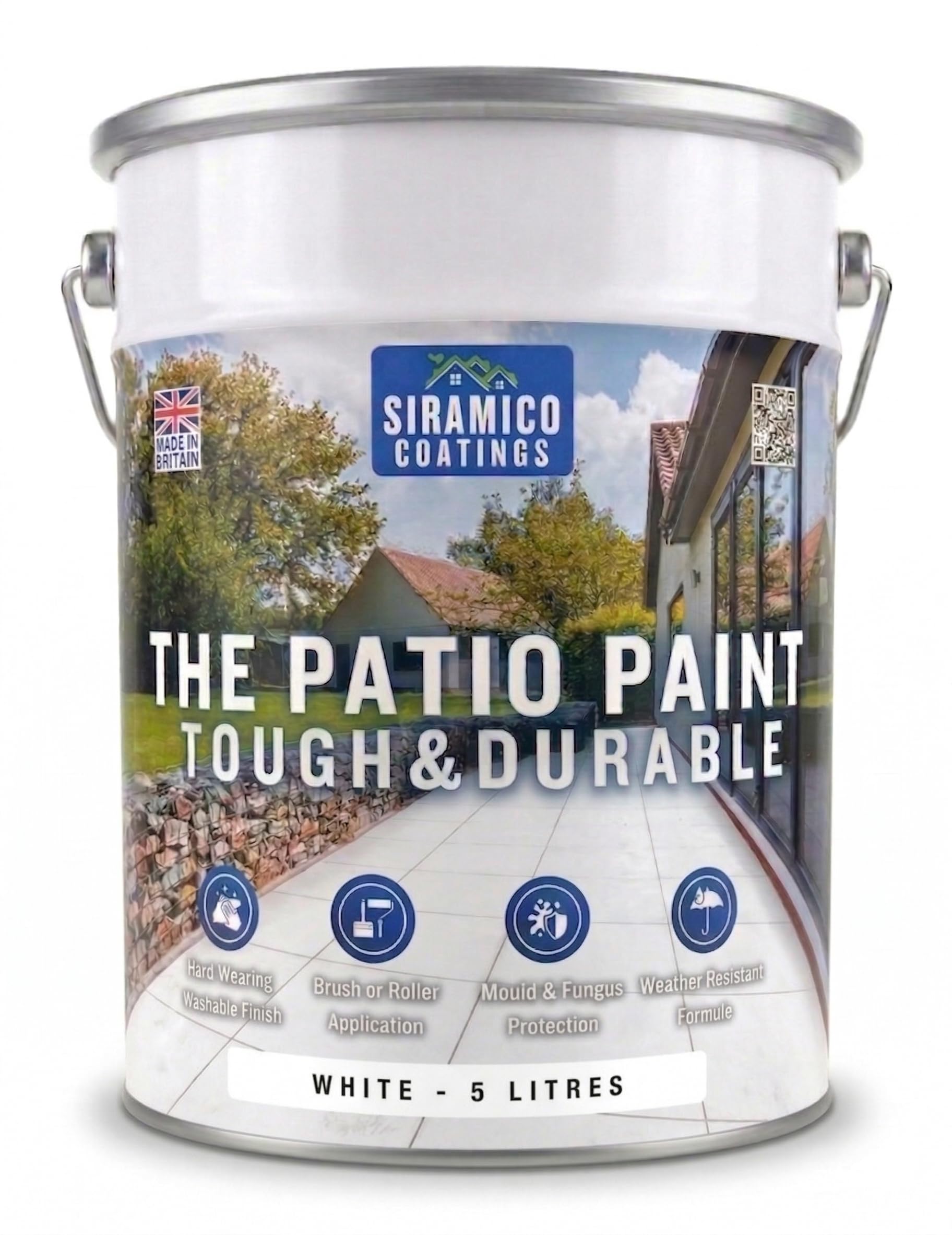 B&Q -  The Patio PaintWhite5 LitreSuperior Patio Paint With Professional FinishFor Use On PatiosWalkwaysWalls