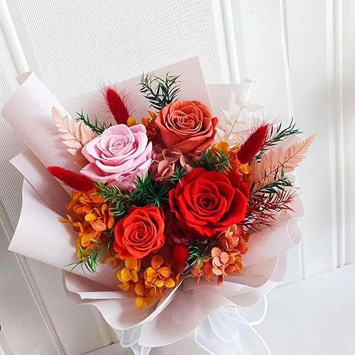 Miniatura 2 de Ramo de flores preservadas naturales con caja de regalo, ramo de flores para siempre para el día de San Valentín, día de la madre, cumpleaños,