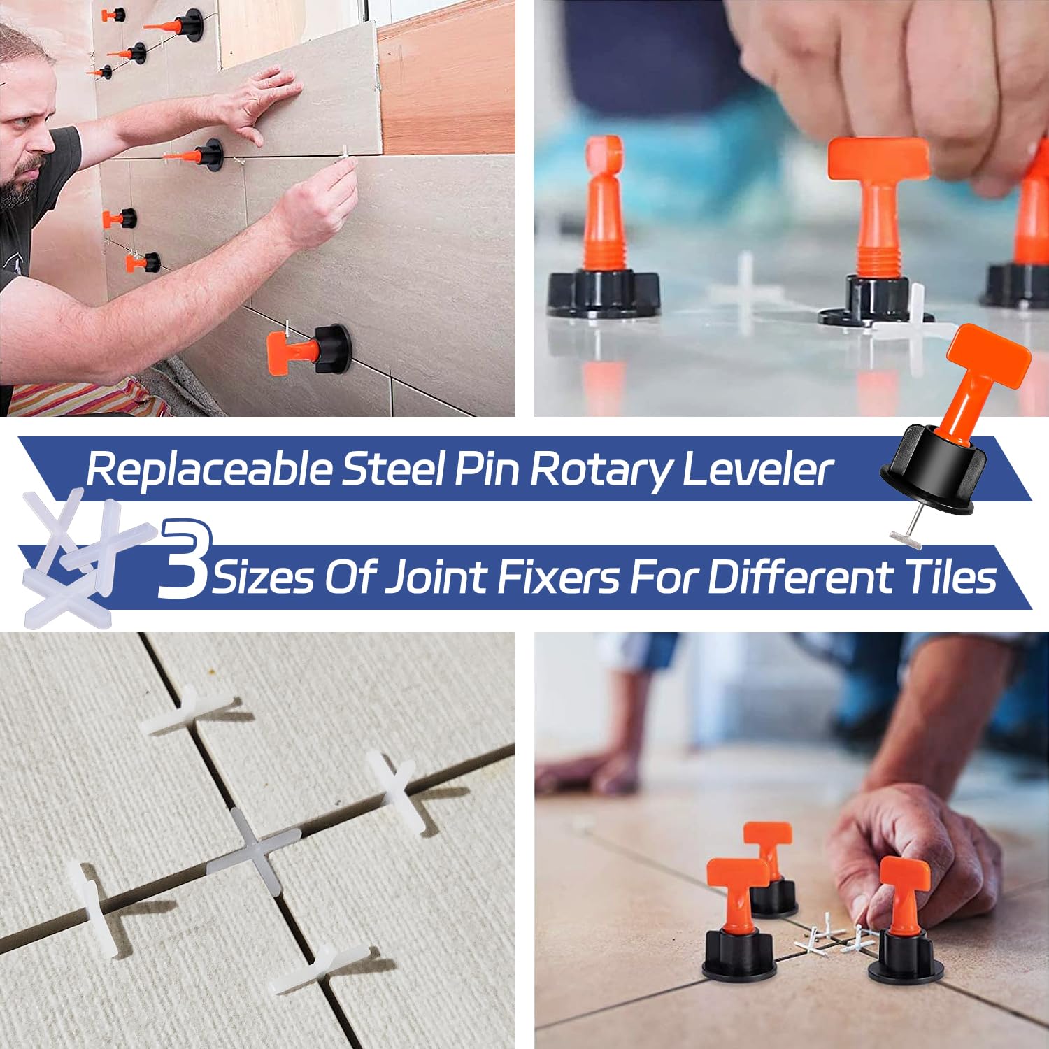 1304 Piezas Giratorio Niveladores de Azulejos Cuñas Niveladoras Suelo Tile Leveler Nivelación Azulejos Sistema Nivelacion Azulejos Azulejos Ceramica Con Tile Spacers 1,5mm/2mm/3mm y Clavos de Acero