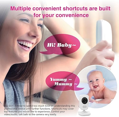 Miniatura 3 de Monitor de video para bebé, delgado de mano, diseño antideslizante, monitor de pantalla vertical de 2.8 pulgadas y 2 cámaras, alcance de hasta 1000