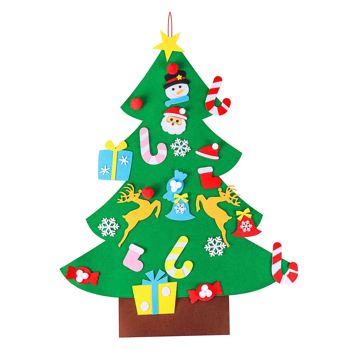 Kaever Felt Christmas Tree with 26pcs Christmas Tree Ornaments Removable New Year for Children