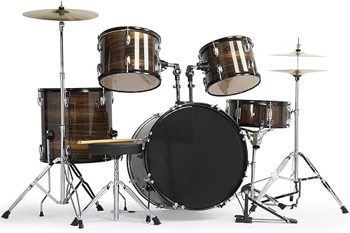 Vista 17 de Ktaxon Juego de batería para adultos de 22 pulgadas, kit de 5 piezas de tamaño completo con soportes de platillo, soporte de sombrero, palos, pedal