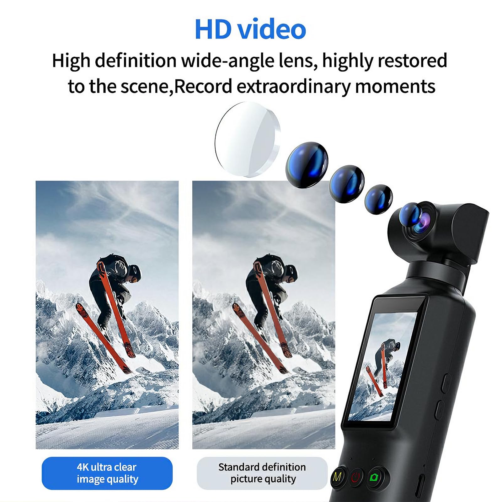 OBEST Cámara Acción 4K con 64GB Mini Camara Deportiva Portátil WiFi Bodycam | Camara Corporal con Pantalla 1,99" Rotación 270, POV Vlog Action CAM Pequeña Actividades Diarias Aire Libre Negro