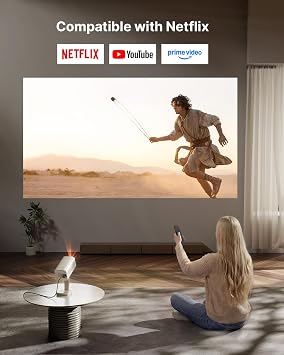 [Officially-Licensed APP & 2800 ANSI] Mini Projector with WiFi and Bluetooth, VOPLLS Smart Portable Outdoor Projector 4K Support with TOF Real-Time Focus, Native 1080P Movie Projector