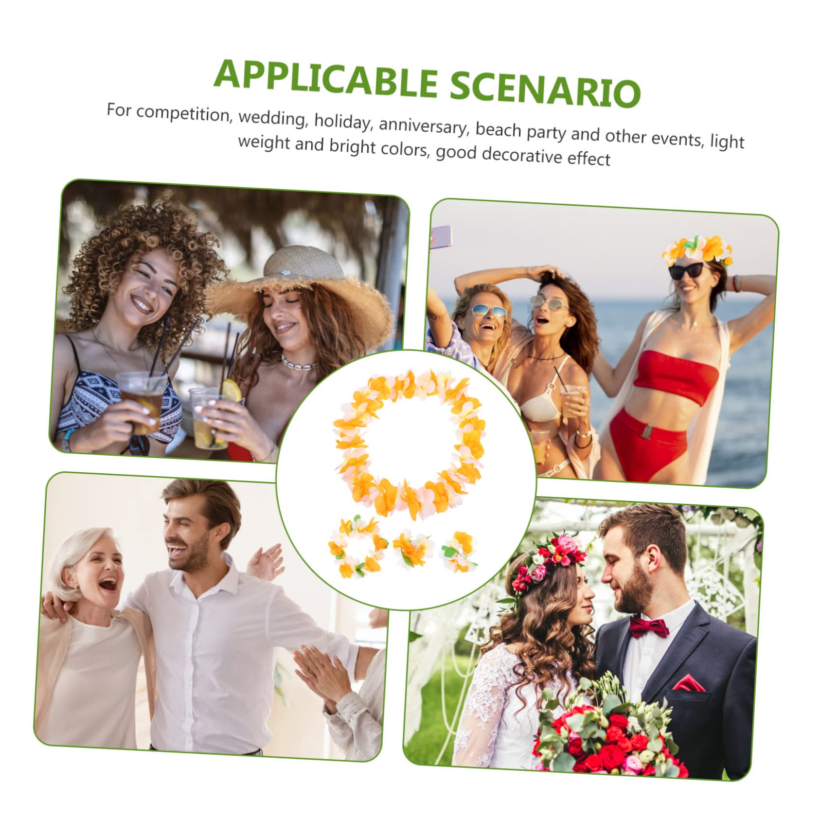 PRETYZOOM 4 Set Di Ghirlande Di Fiori Hawaiane Per Feste in Spiaggia Set Di Lei Vivaci Per Piscina Ghirlande Floreali Durature Per Le Celebrazioni Delle Feste
