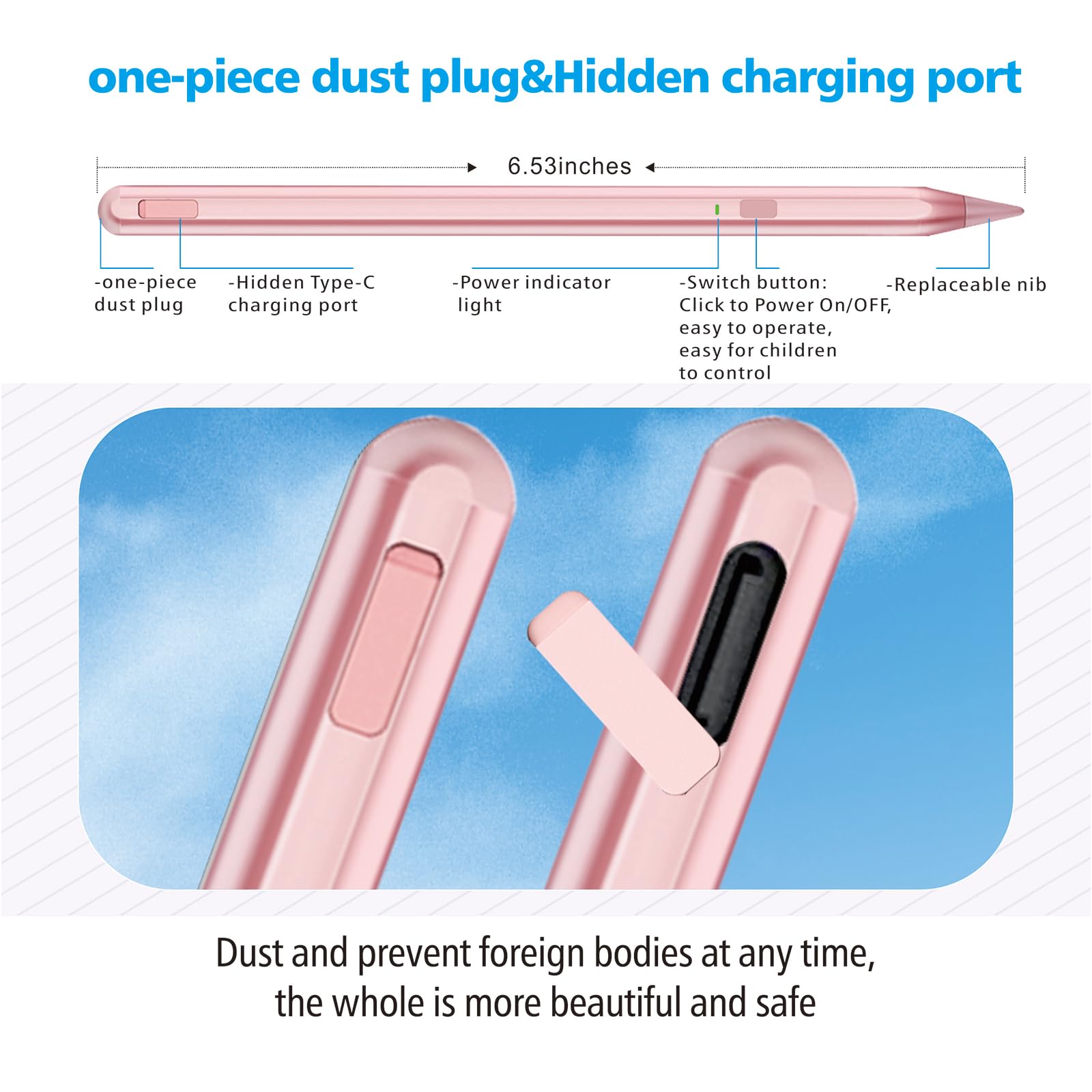 Stylet Milikilo pour iPad 11e A16 2025 9e 10e Gén, Rejet Paume, Sensibilité Inclinaison, Stylo iPad 6/7/8/9/10 Pro 11" 12,9" Air 3/4/5