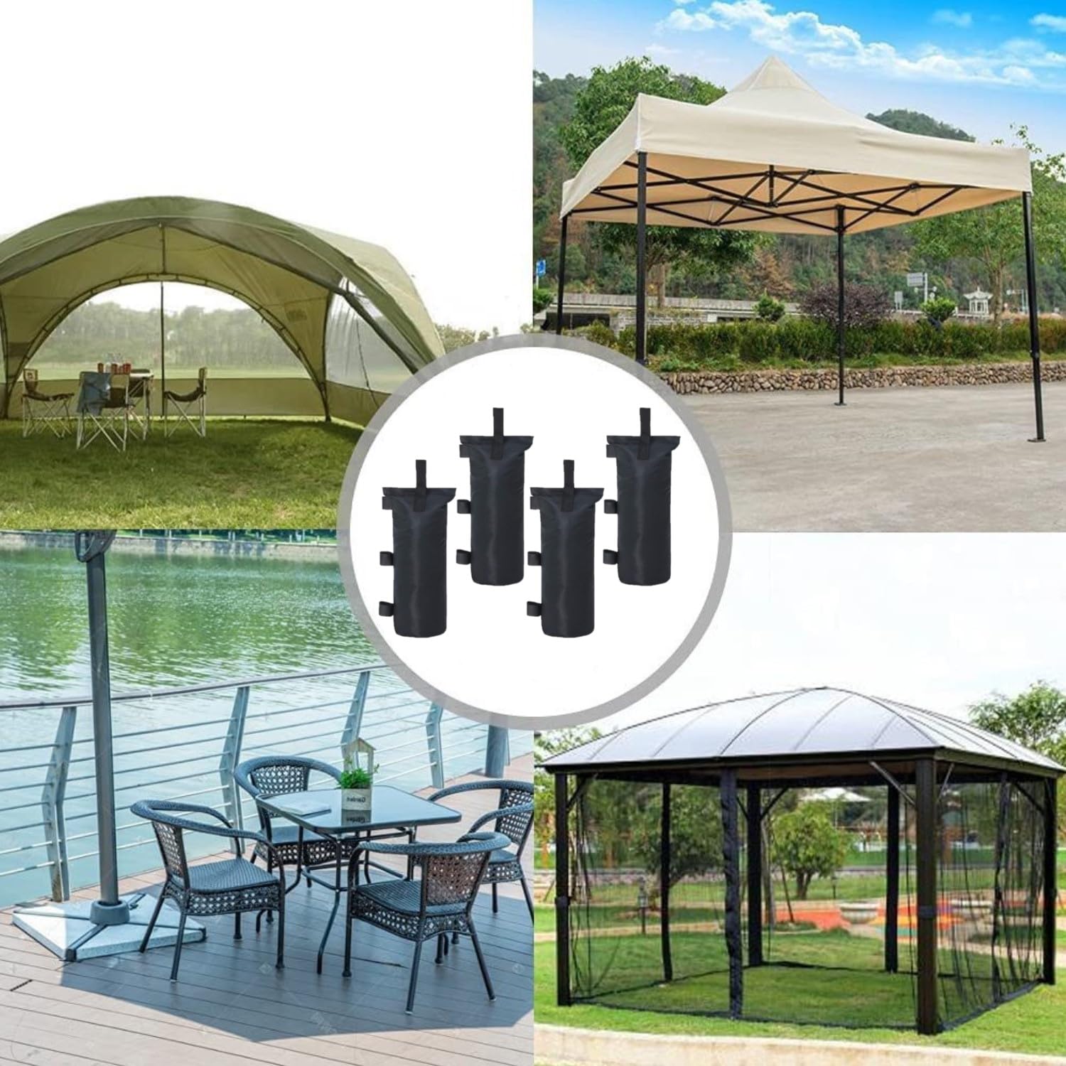 Sacos de Arena de 4 Piezas, Pesas de lastre para Gazebo de Grado Industrial, Sacos de Arena Recargables, Bolsas de Peso para Gazebo, Sacos de Arena para Exteriores, para gazebos, sombrillas de Patio