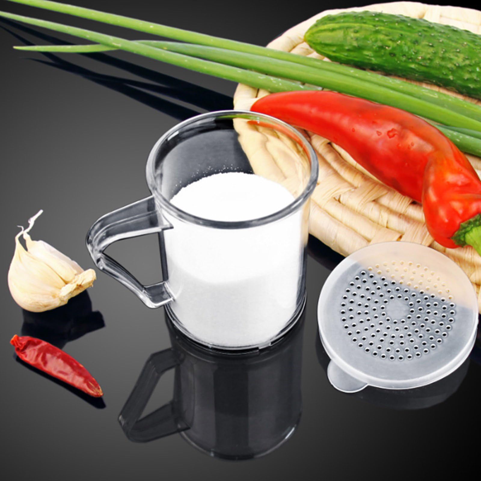 12 Multiuso condimento draga Shaker Set sali setaccio per Farina con Parte Superiore Rimovibile in plastica Trasparente spolverini per Farina setaccio