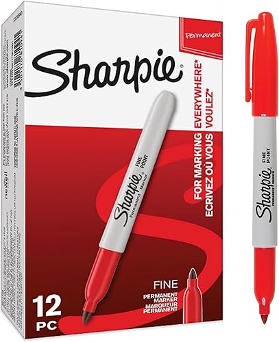 Sharpie Marcadores permanentes  Punta fina para detalles llamativos  Tinta roja  12 rotuladores