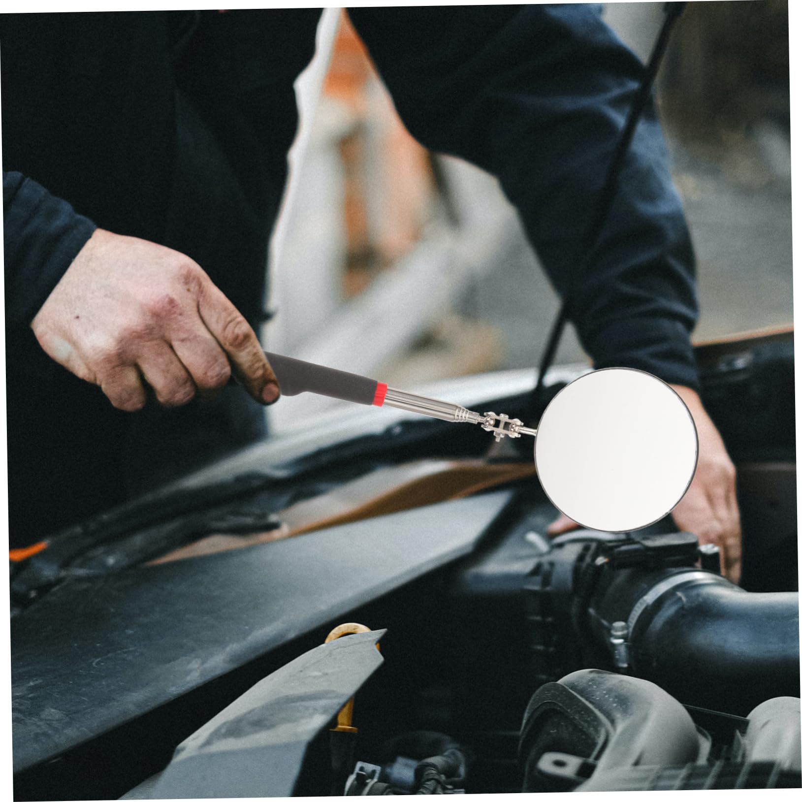 DOITOOL Car Inspection Mirror Light Round Telescoping Auto Inspection Mirror for Flexible Inspection