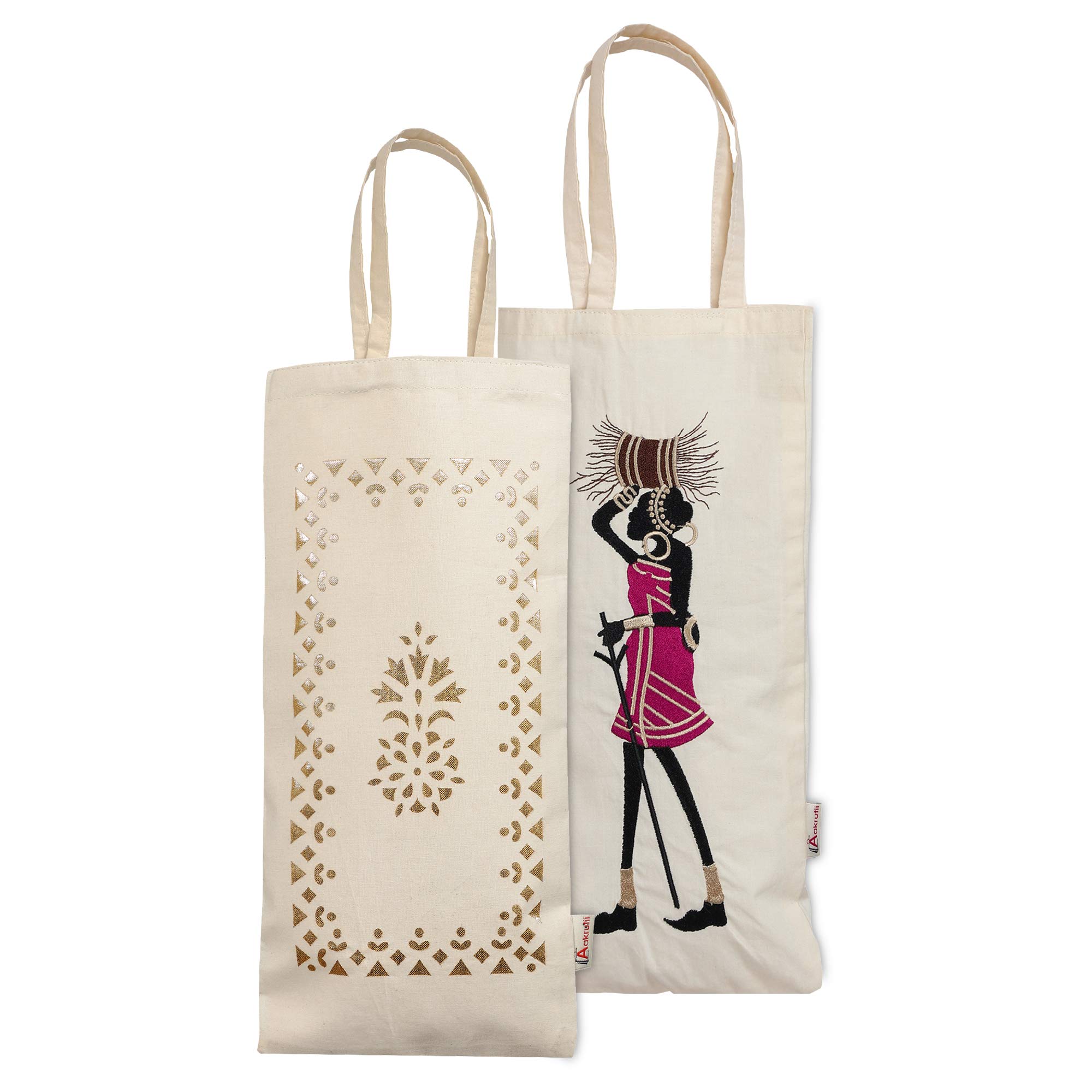 Aakrutii Reusable 100% Cotton EcoFriendly Water Bottle Carry Bags | Wine Holder Bag | Gift Bag (Cream) Pack of 2 (B07VFRZL9P) Amazon Price History, Amazon Price Tracker