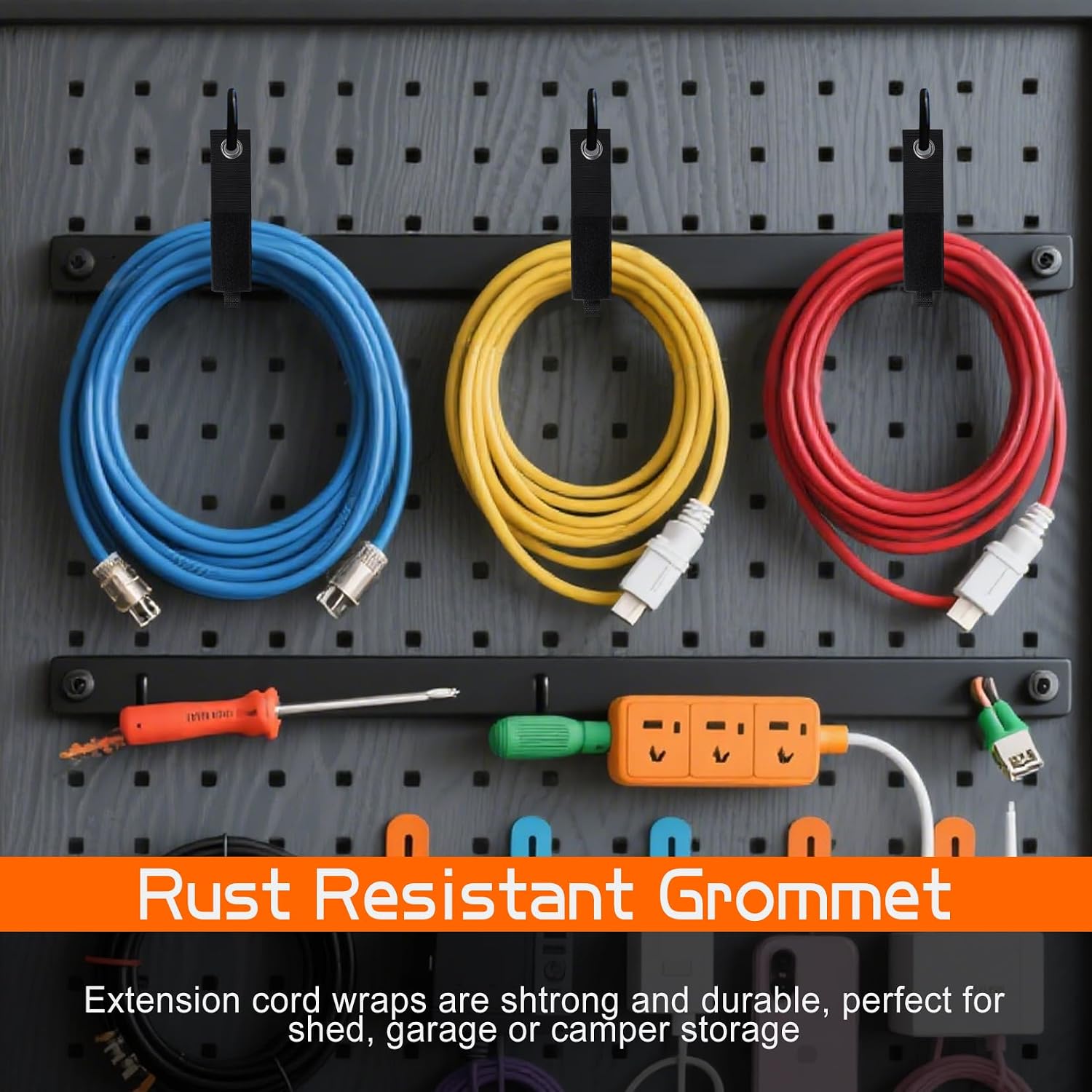 10-piece set Rope restraint device,Quick Velcro closure interface,With a metal ring holder,For organizing ropes and cables,For organizing tools in RVs and warehouses.