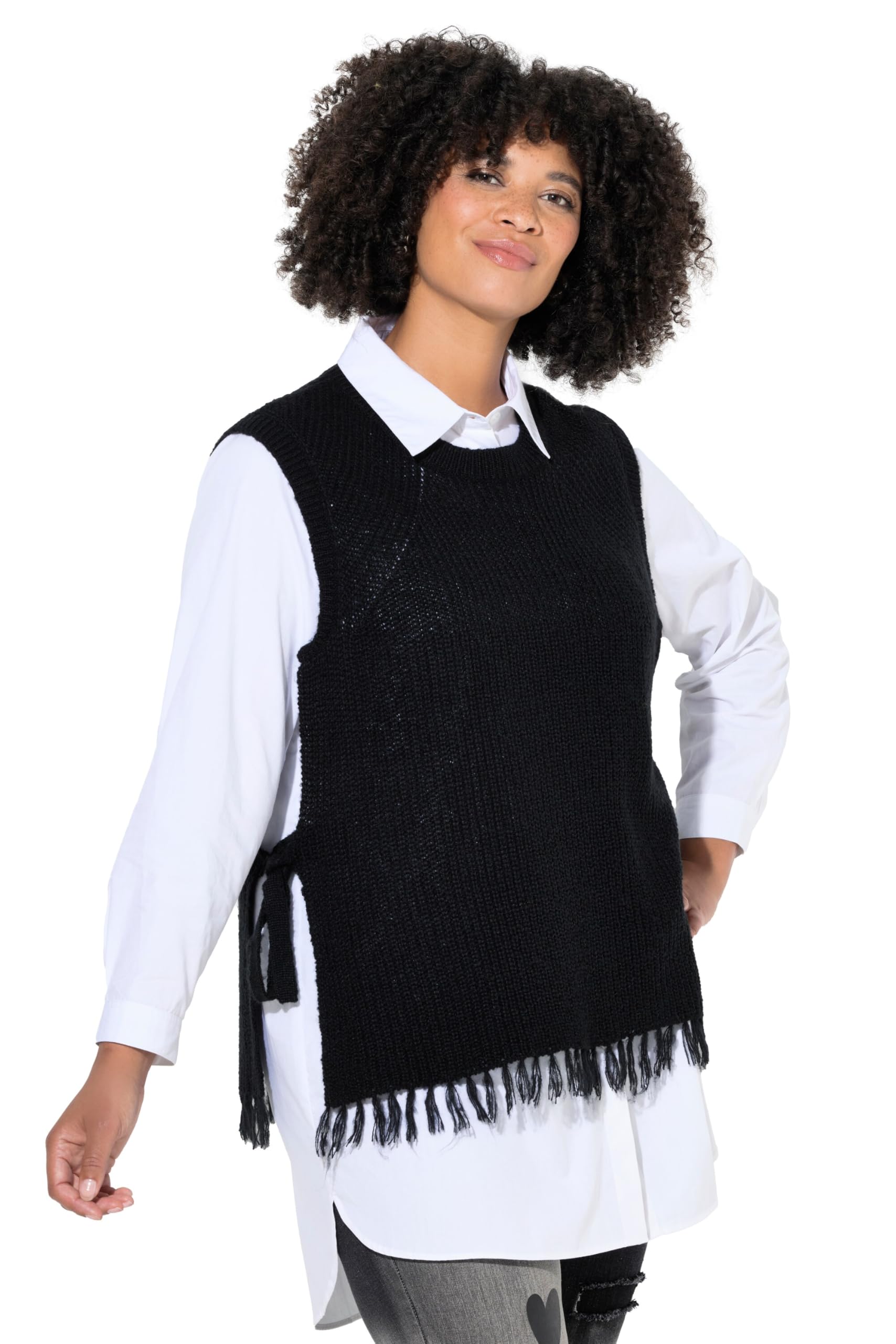 Angel of Style Damen große Größen Übergrößen Plus Size Pullunder, Bequeme Passform, seitlich mit Bindeband 845489