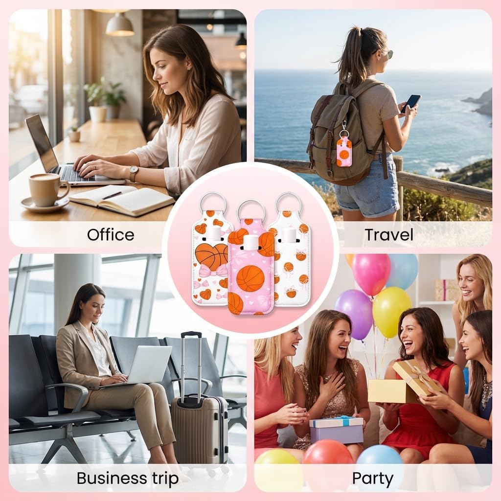 Basketball Lip Balm Holder Keychain Set, 3 Pack Cute Lipgloss Holder Keychain with Clip, Portable Chapstick Lip Balm Holder, Basketball Keychain Valentine Galentine Sports Team Gifts - Image 7