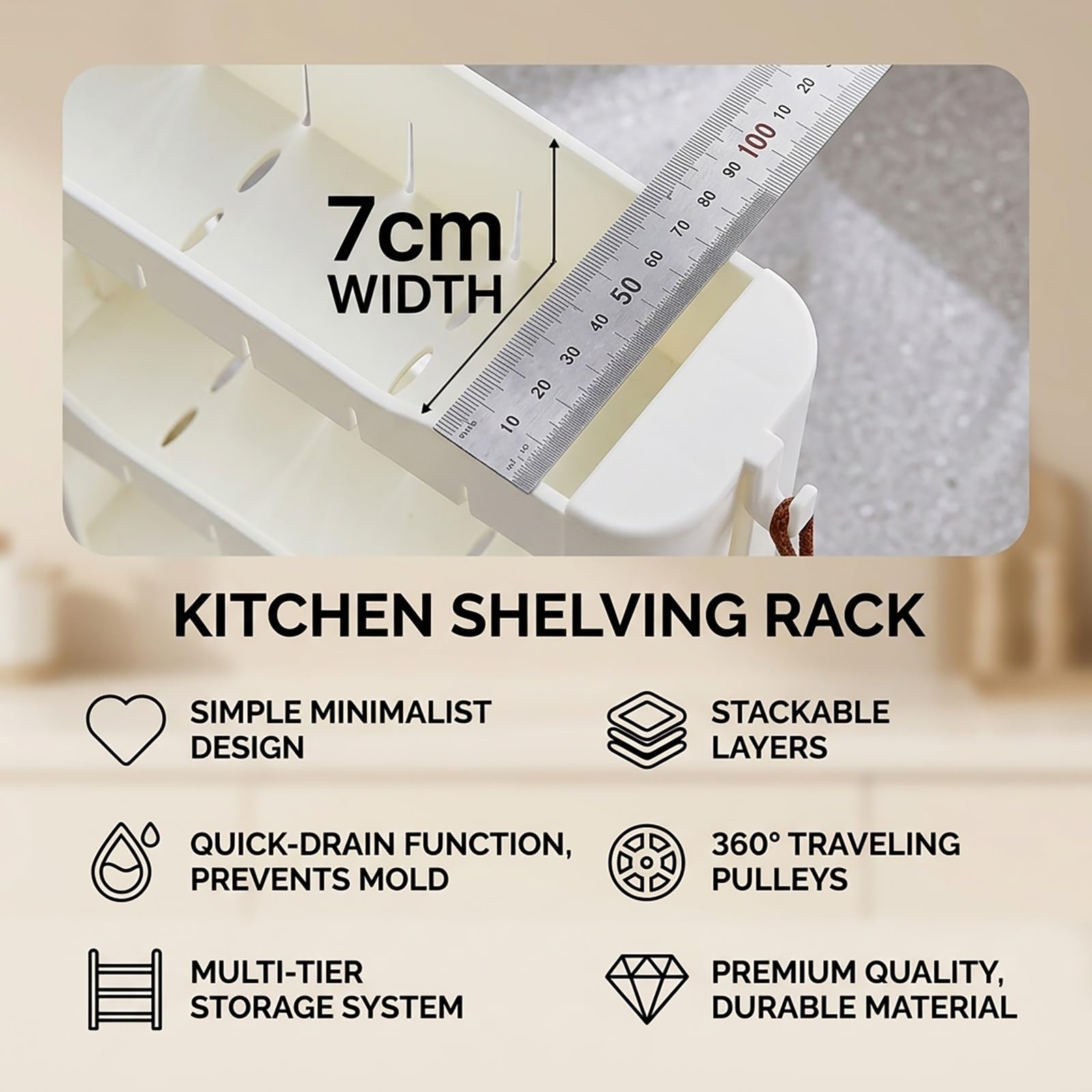 Carrello Portaoggetti Stretto, Mobiletto Bagno Salvaspazio, Carrellino Cucina per Spazi Stretti, Scaffale Multiuso Mobile per Lavanderia con Ruote(39x7x42.5cm)