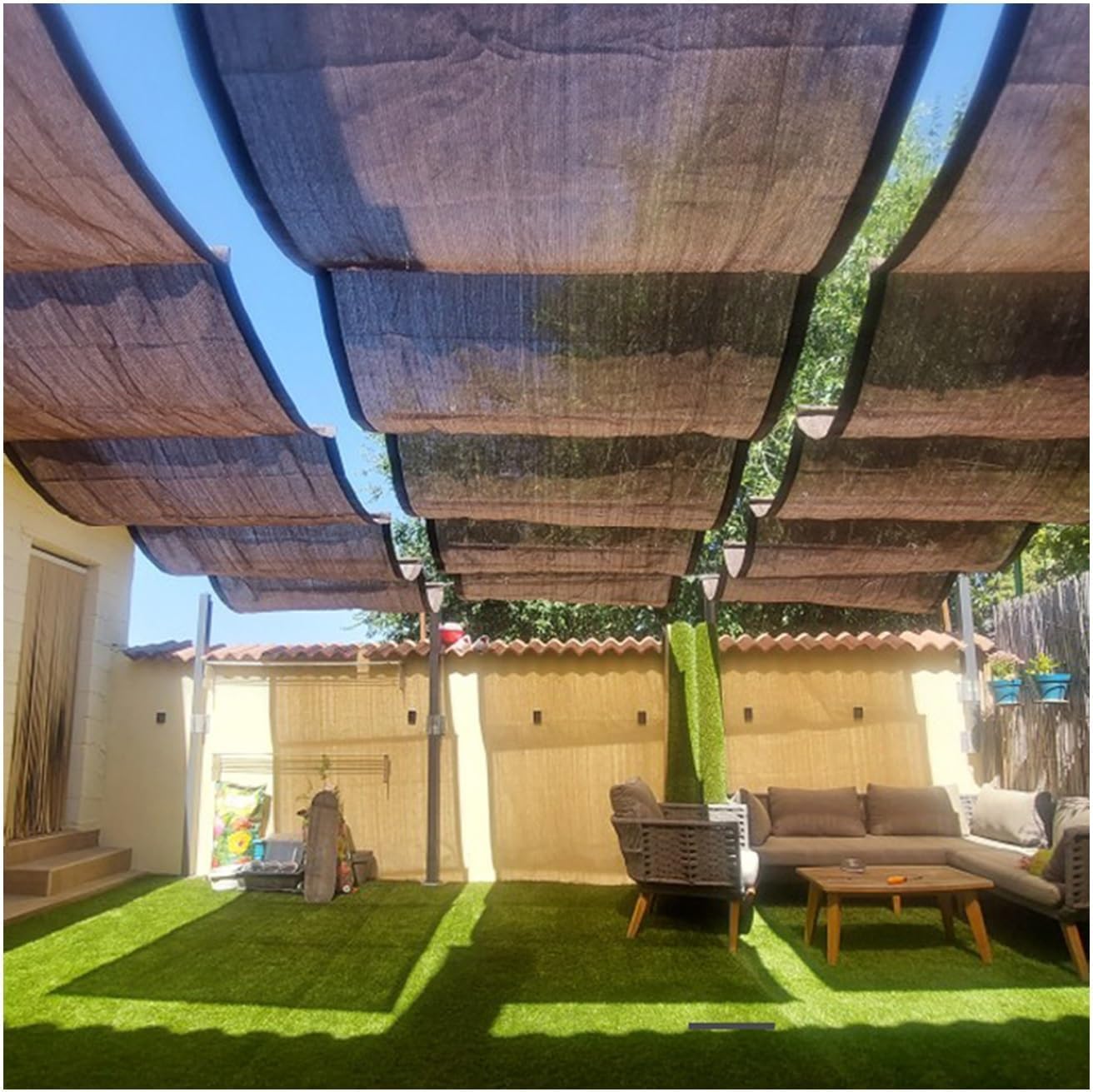 Auvent rétractable en U de haute qualité pour pergola élégante 2x10m