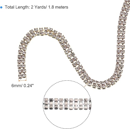Miniatura 2 de uxcell Cadena de diamantes de imitación de 0.118 pulgadas, 2 yardas, 2 filas de diamantes de imitación de 0.118 pulgadas (0.236 in), con cierre de
