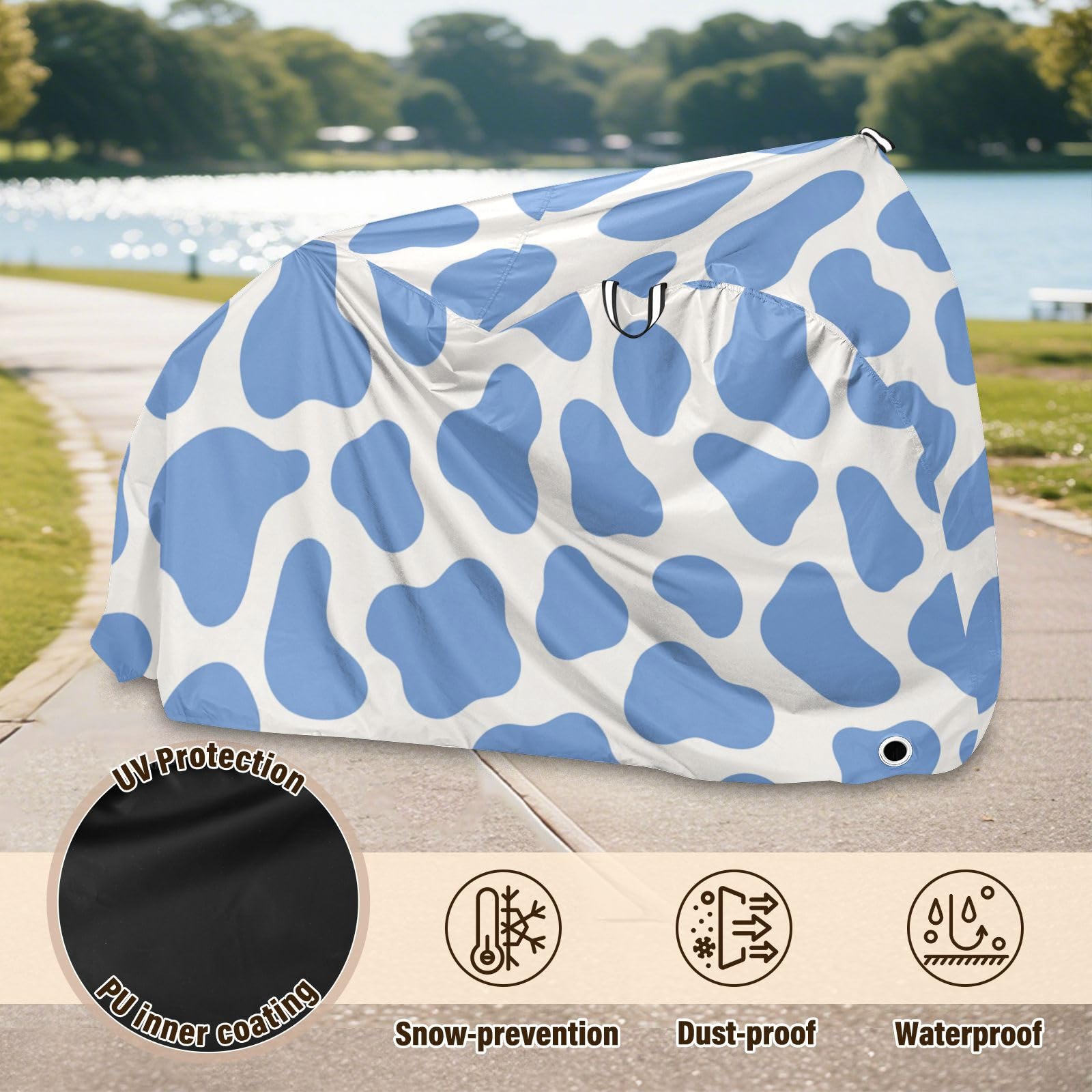 Housse de vélo imperméable avec trous de verrouillage pour intérieur et extérieur - Convient pour la plupart des accessoires de vélo - Bleu