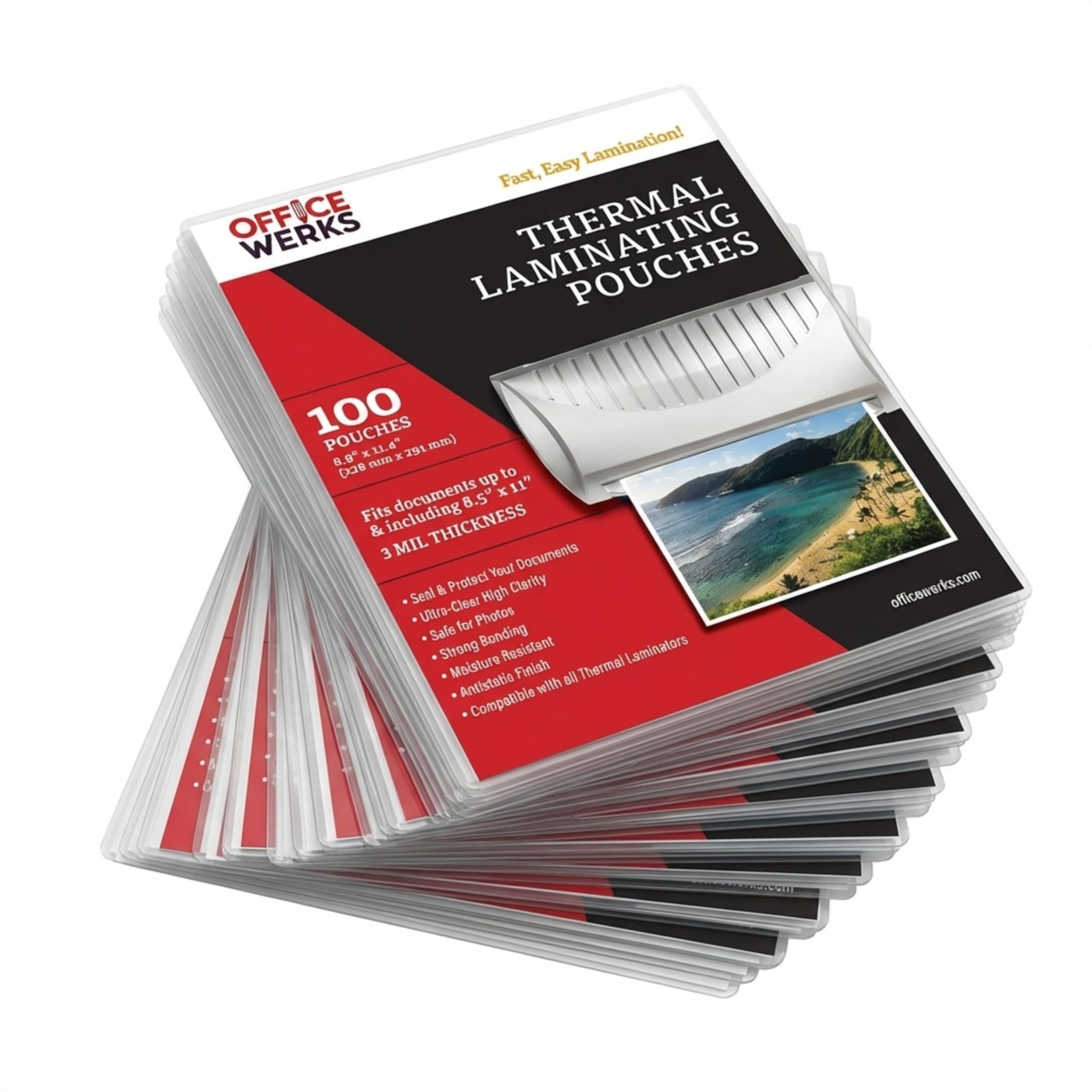 Termiczne woreczki do laminowania - 100 opakowań - 22,6 x 29 cm - 3 mil - kompatybilne ze wszystkimi laminatorami termicznymi