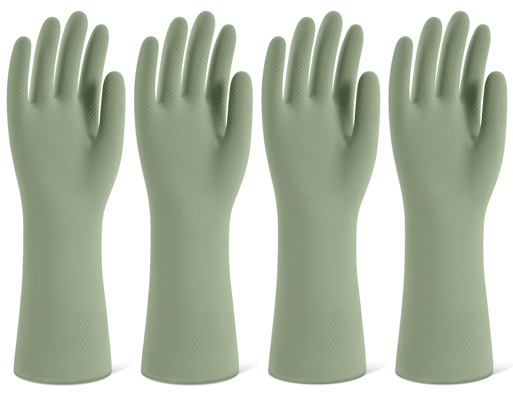 SIFANGKE Green Cleaning Gloves with Flocked Lining, Medium, 4 Pairs | Protects Hands from Harsh Chemicals - main product image
