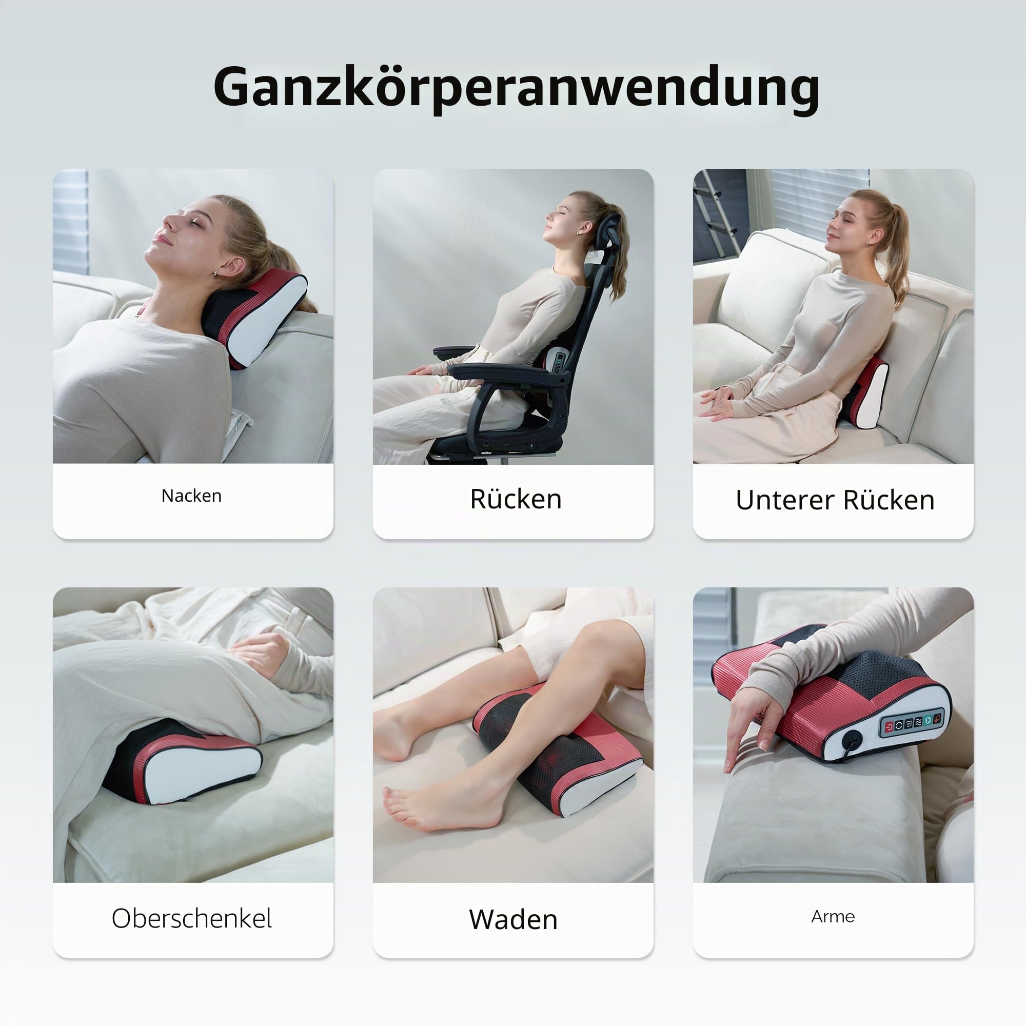 Real Relax Massagekissen für Rücken & Lenden,Nackenmassagegerät mit Wärme,Shiatsu 3D Rückenmassagegerät für Nacken,Rücken,Beine,Geschenke für Männer, Frauen