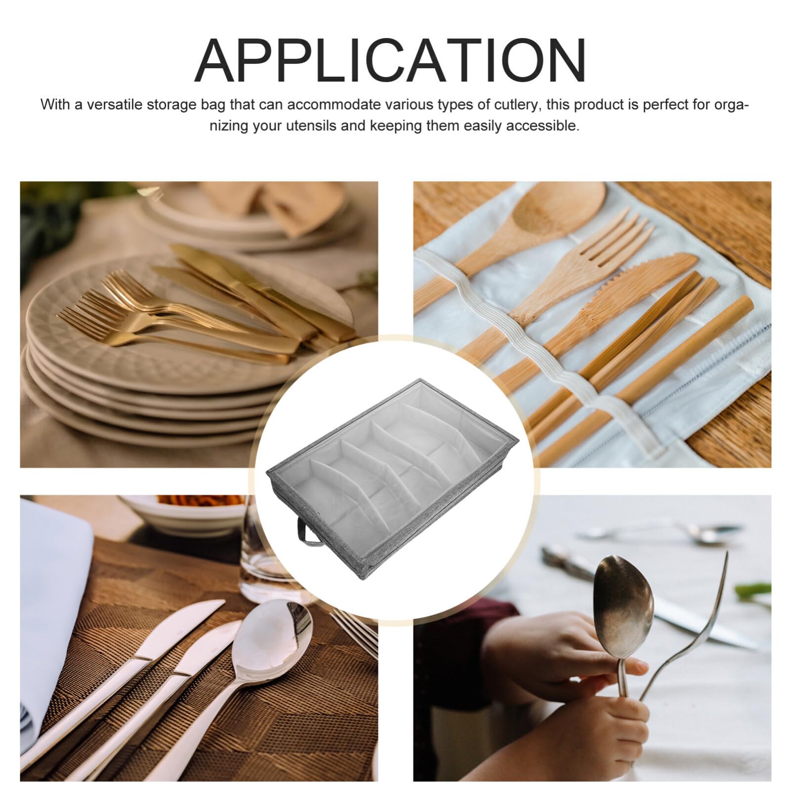 Caja De Almacenamiento para Cubiertos Y Utensilios Caja De Almacenamiento para Cubiertos Cofre con Divisores Ajustables Soporte para Almacenamiento De Cubiertos con Tapa para