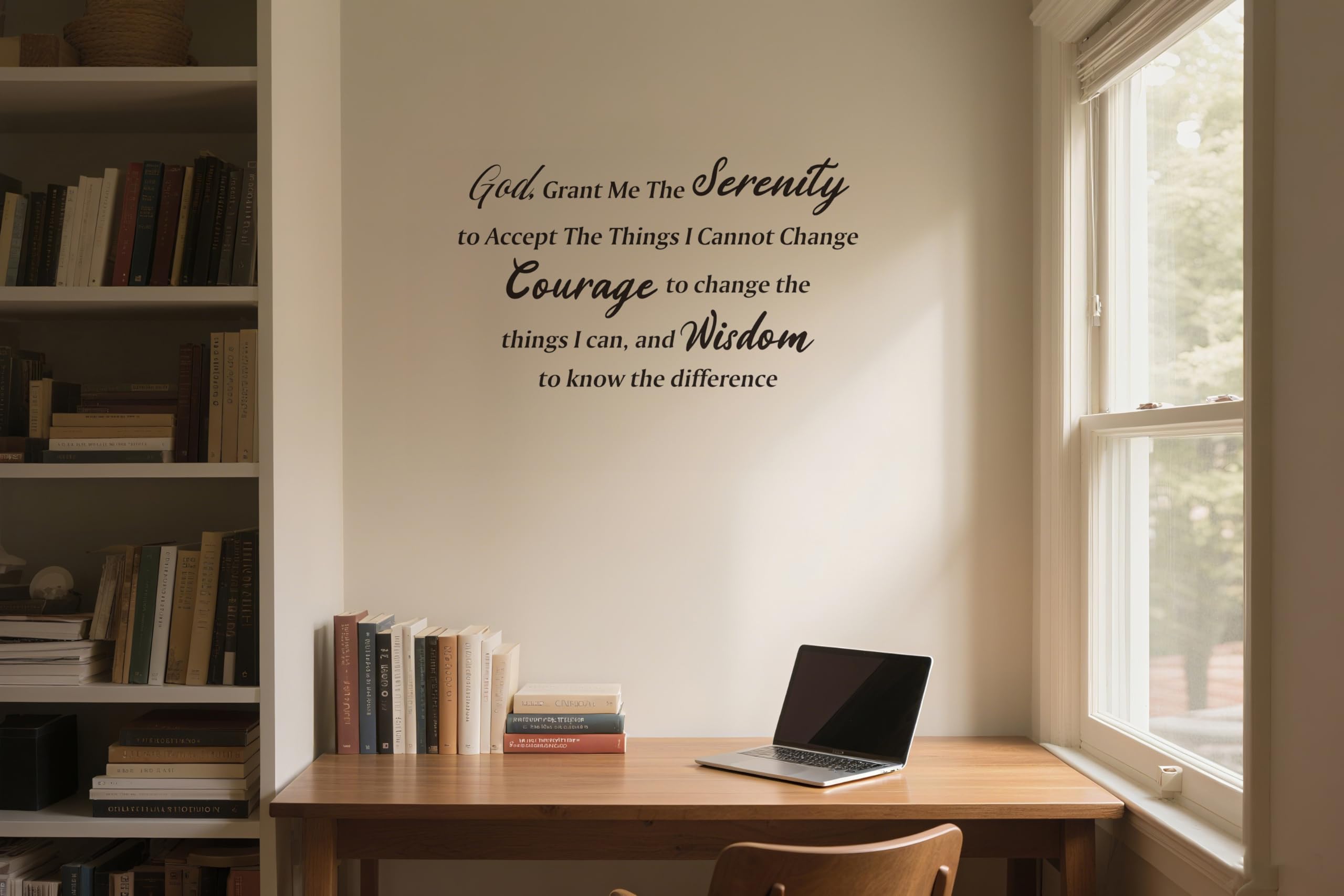 Calcomanía de pared con versículo bíblico de God Grant Me The Serenity, con frases inspiradoras de las Escrituras religiosas cristianas, de vinilo, para sala de estar, oficina en casa