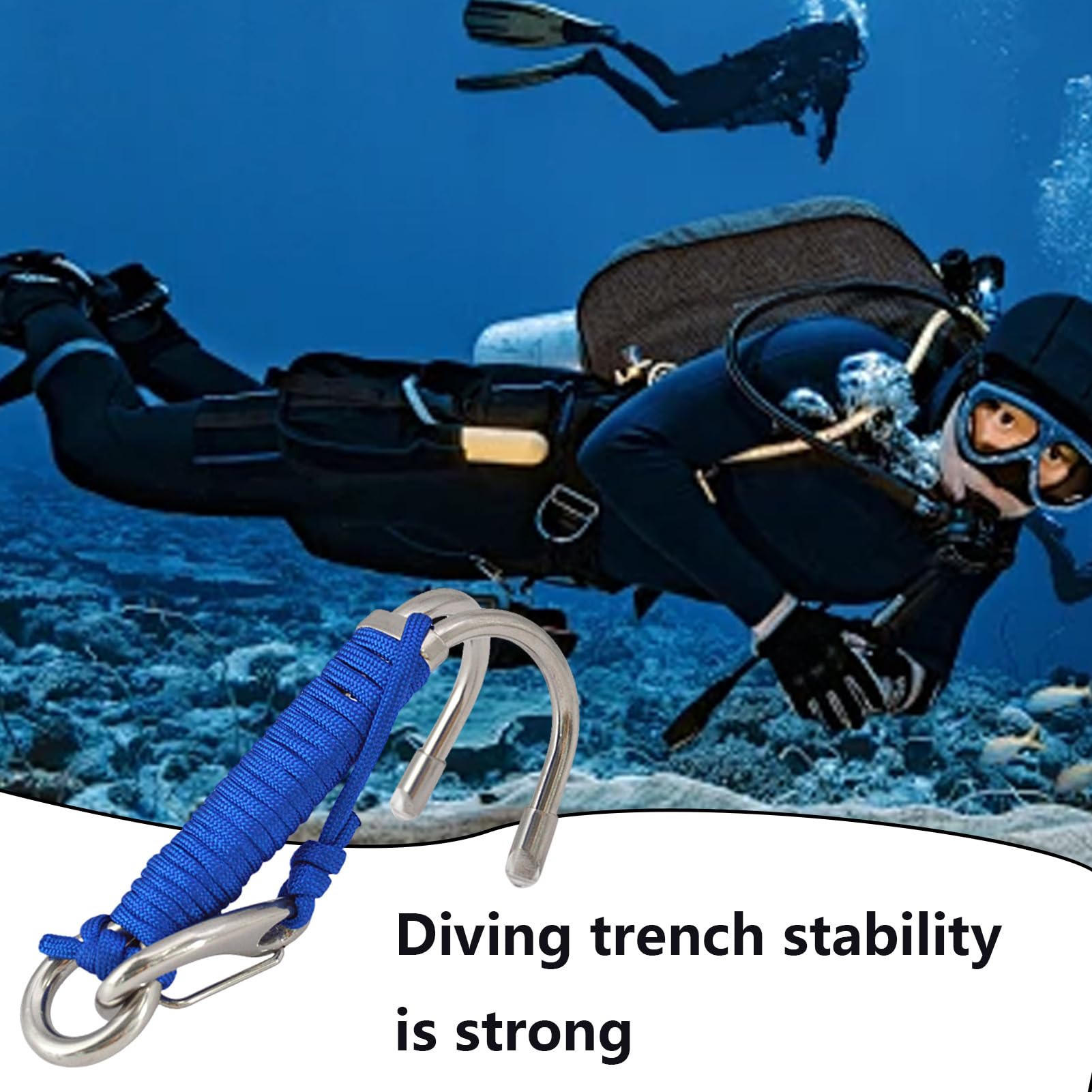 Ganchos para Buceo en Cuevas, Ganchos para arrecifes de Buceo,Ganchos de Buceo de Doble Gancho de Acero Inoxidable | Equipo de Seguridad, diseño de Junta tórica, Cuerda de Seguridad