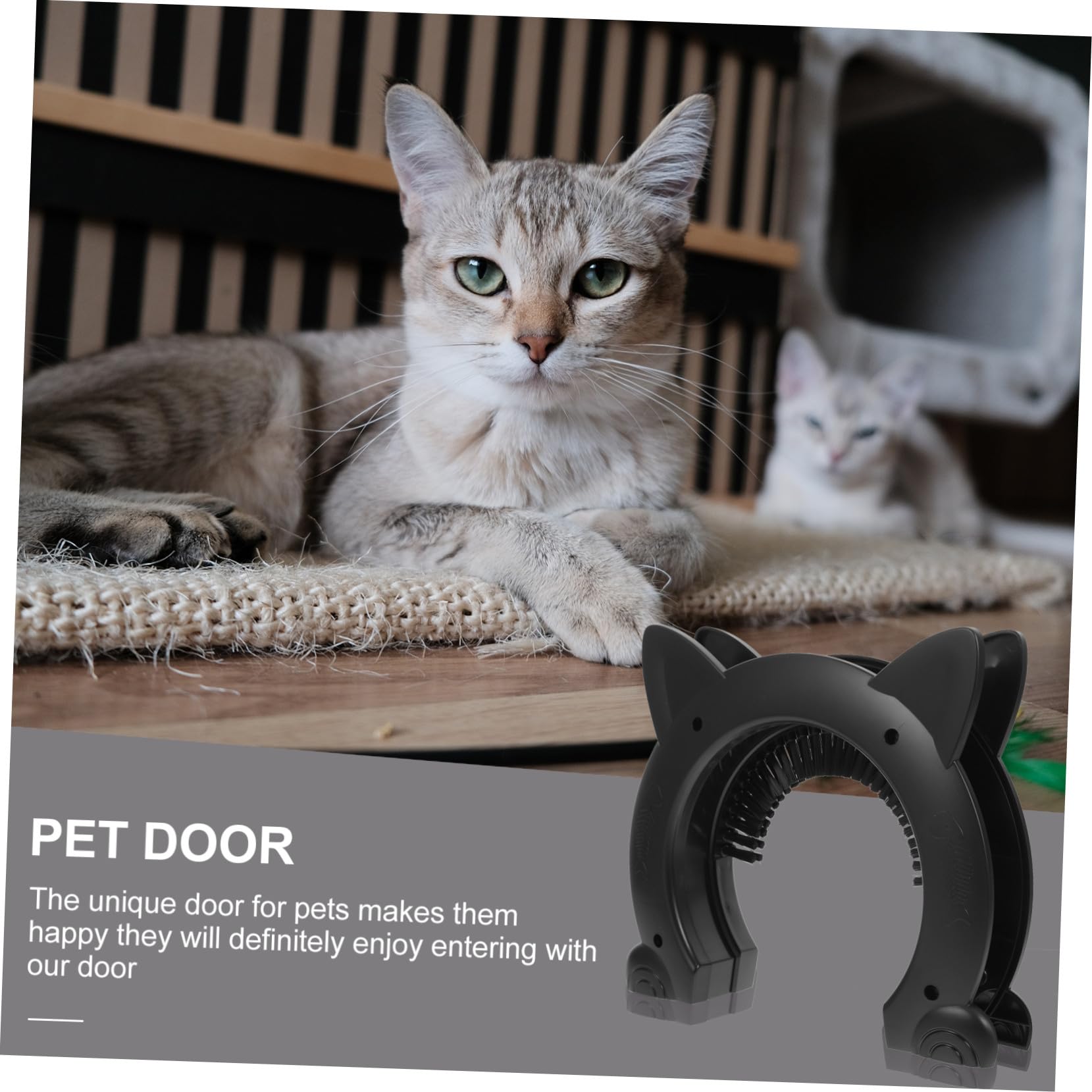 Kunststoff Haustiertür Mit Bürste Innen-katzendurchgang Langlebige Abs Katzenklappe Für Kleine Hunde Einfache Installation An Innentüren Praktisches Haustier-zubehör Schwarz
