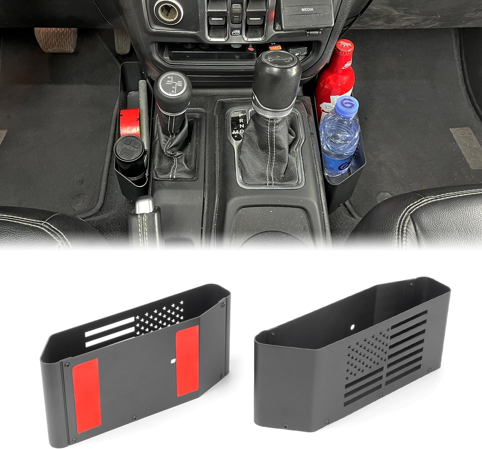 Boîte De Rangement Console Pour Jeep Wrangler JL/JU 2018-2025 - Style Tactique Métal - Organisation Optimale